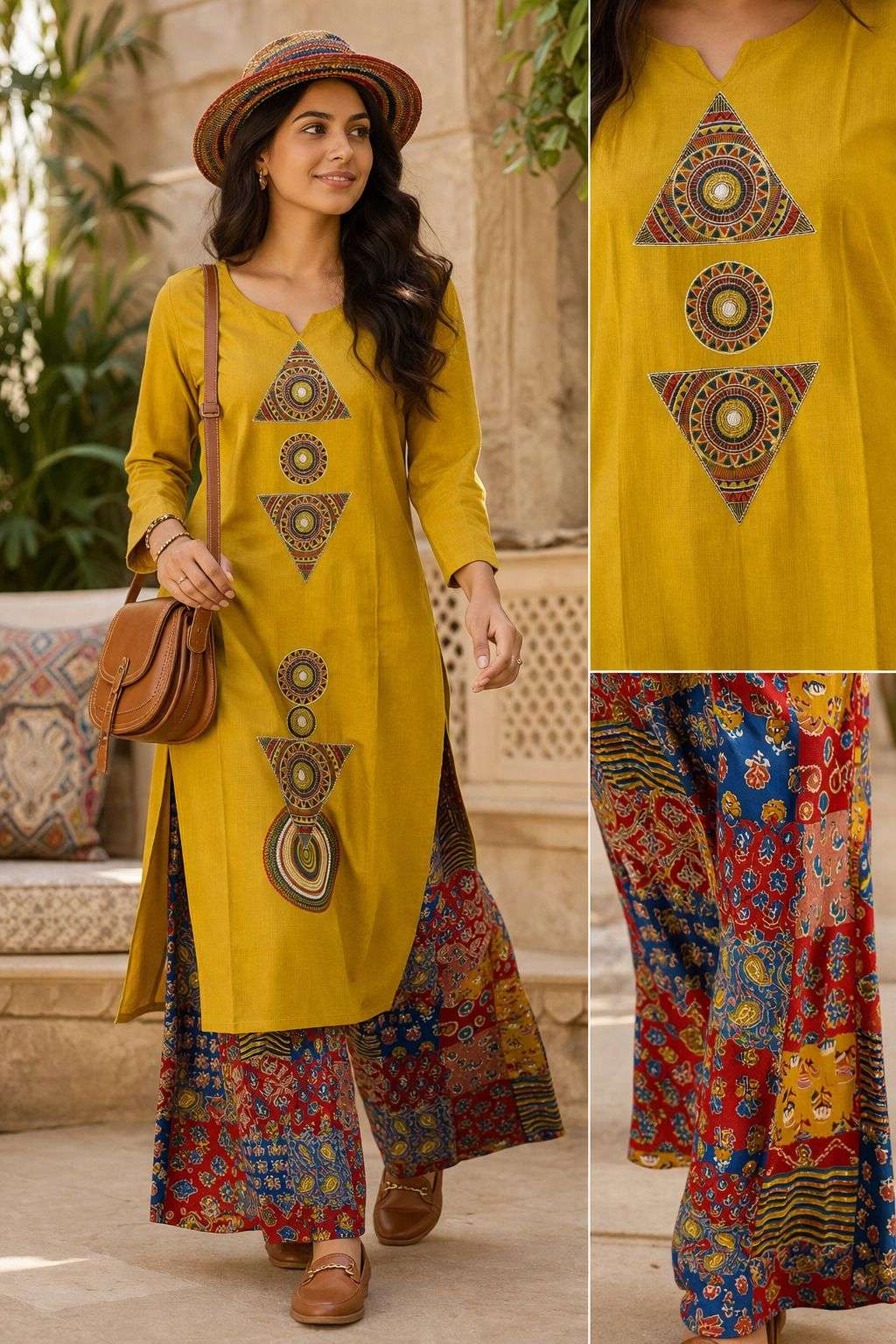 DABOO COTTON 2PCS JAIPUR STYLE KURTI PALAZZO TREND DEALER TE...