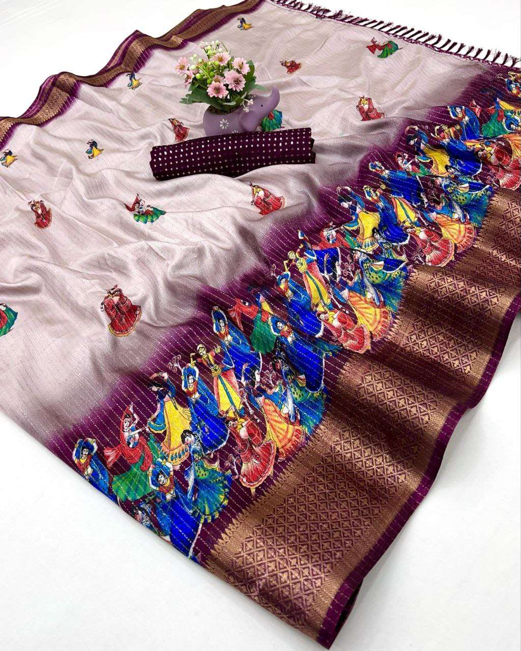 dancing ladys Art Inspired elegance with Kalamkari Print in ...