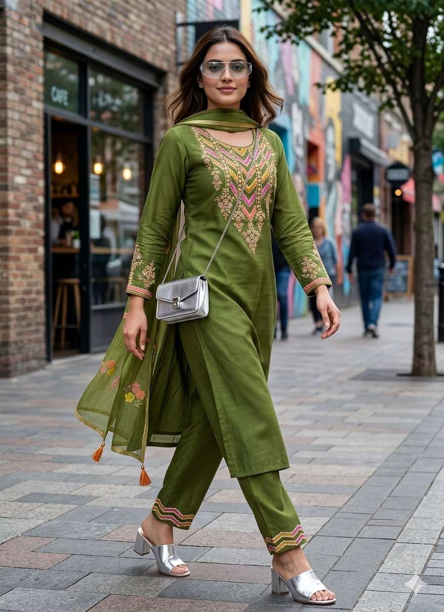 DEEPIKA EXCLUSIVE NECK DESIGNER KURIT 3 PIECE SUIT COLLECTIO...