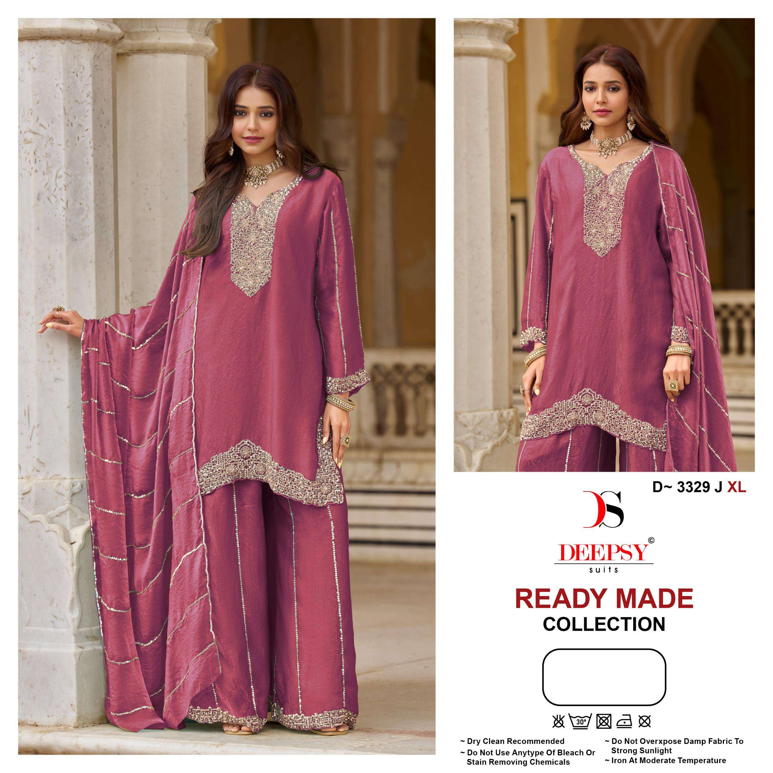 DEEPSY SUITS 3329 READY MADE COLLECTION SATIN WITH BEATS WOR...