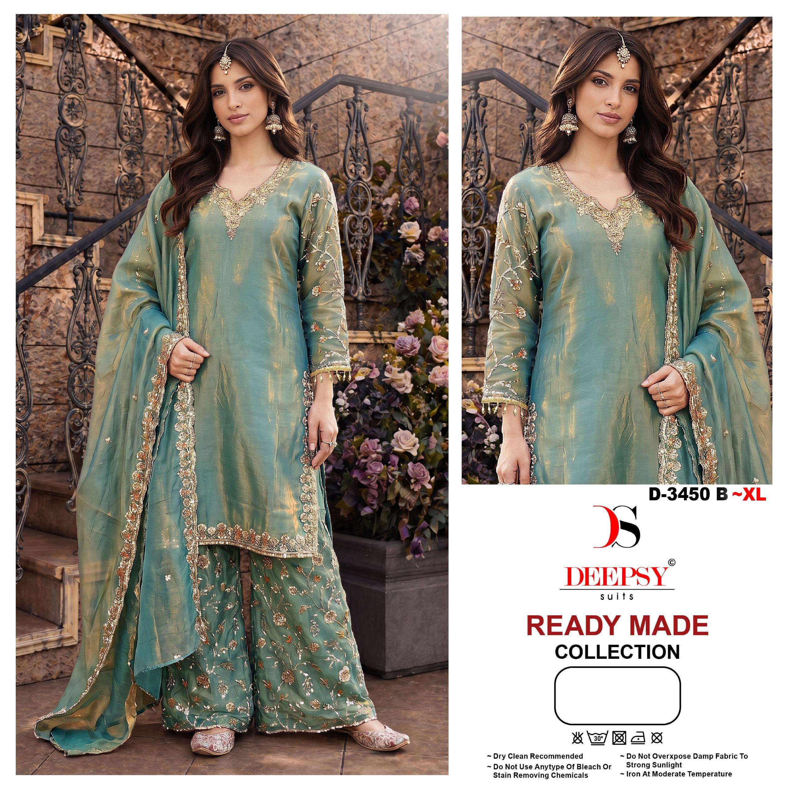 DEEPSY SUITS 3450 READY TO WEAR FANDY SATIN BEATS WORK  PALA...