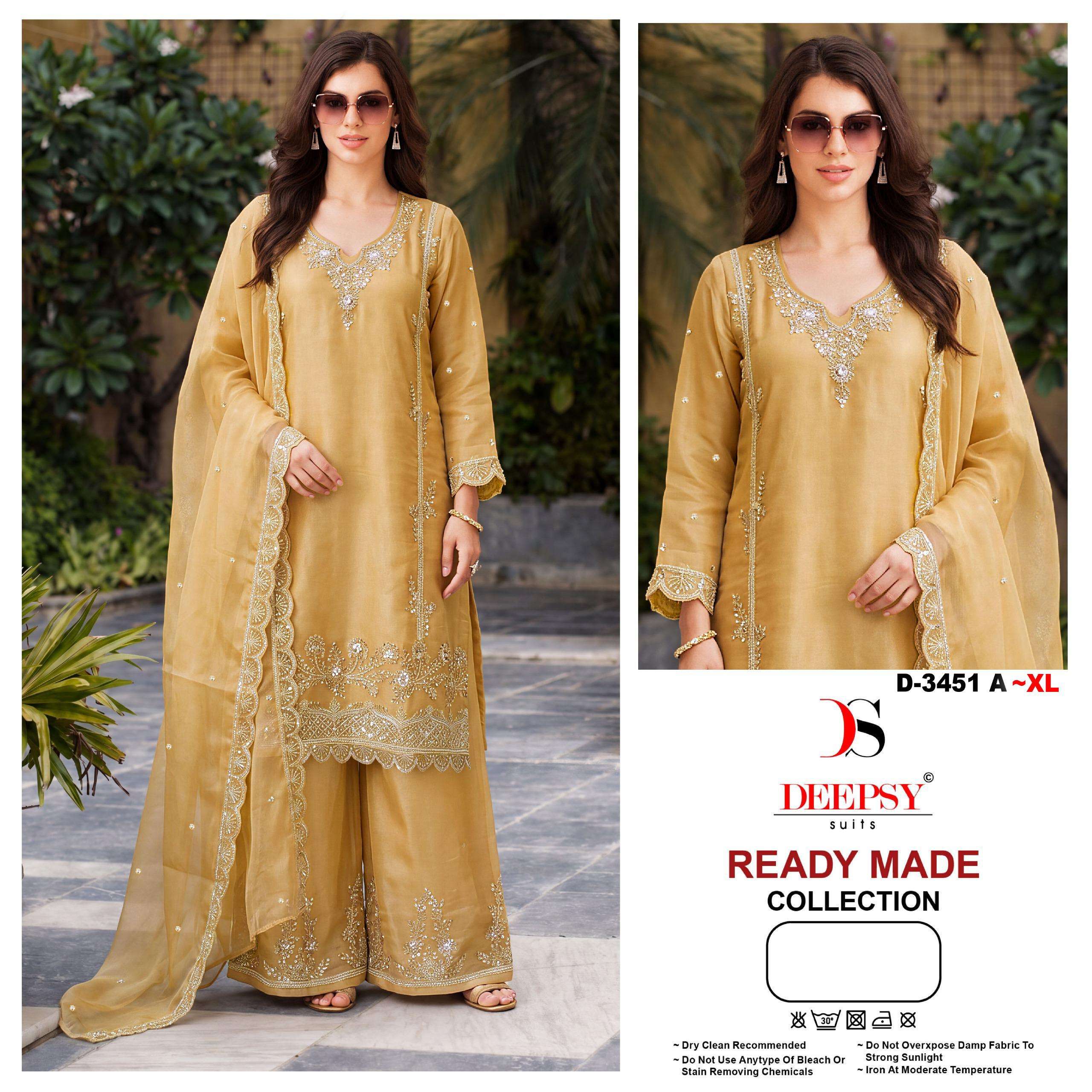 DEEPSY SUITS 3451 SILK HEAVY BEATS WORK KURTI PALAZZO SUIT F...