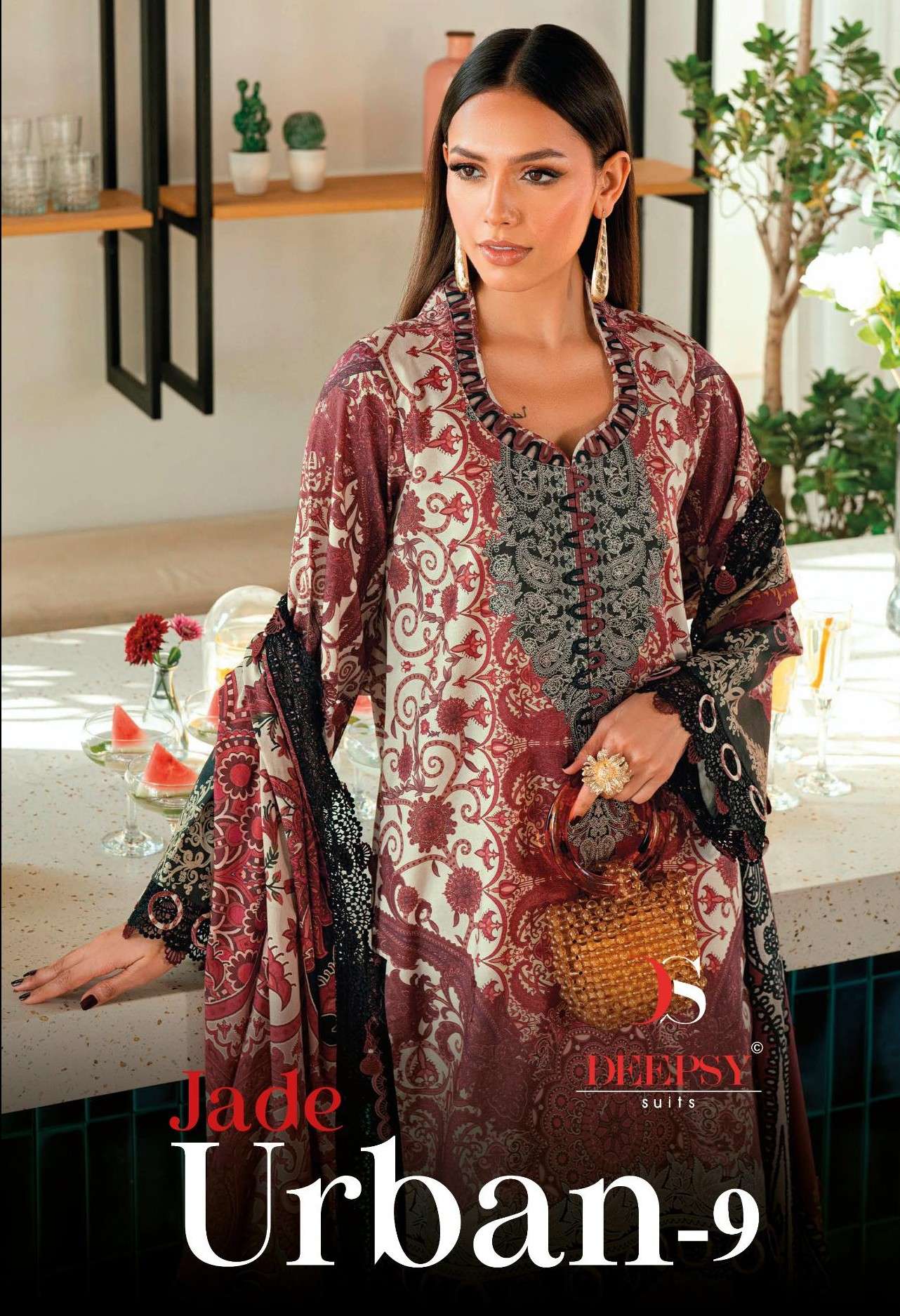 DEEPSY SUITS JADE URBAN LAWN 25 VOL 9 COTTON HEAVY PATCH WOR...