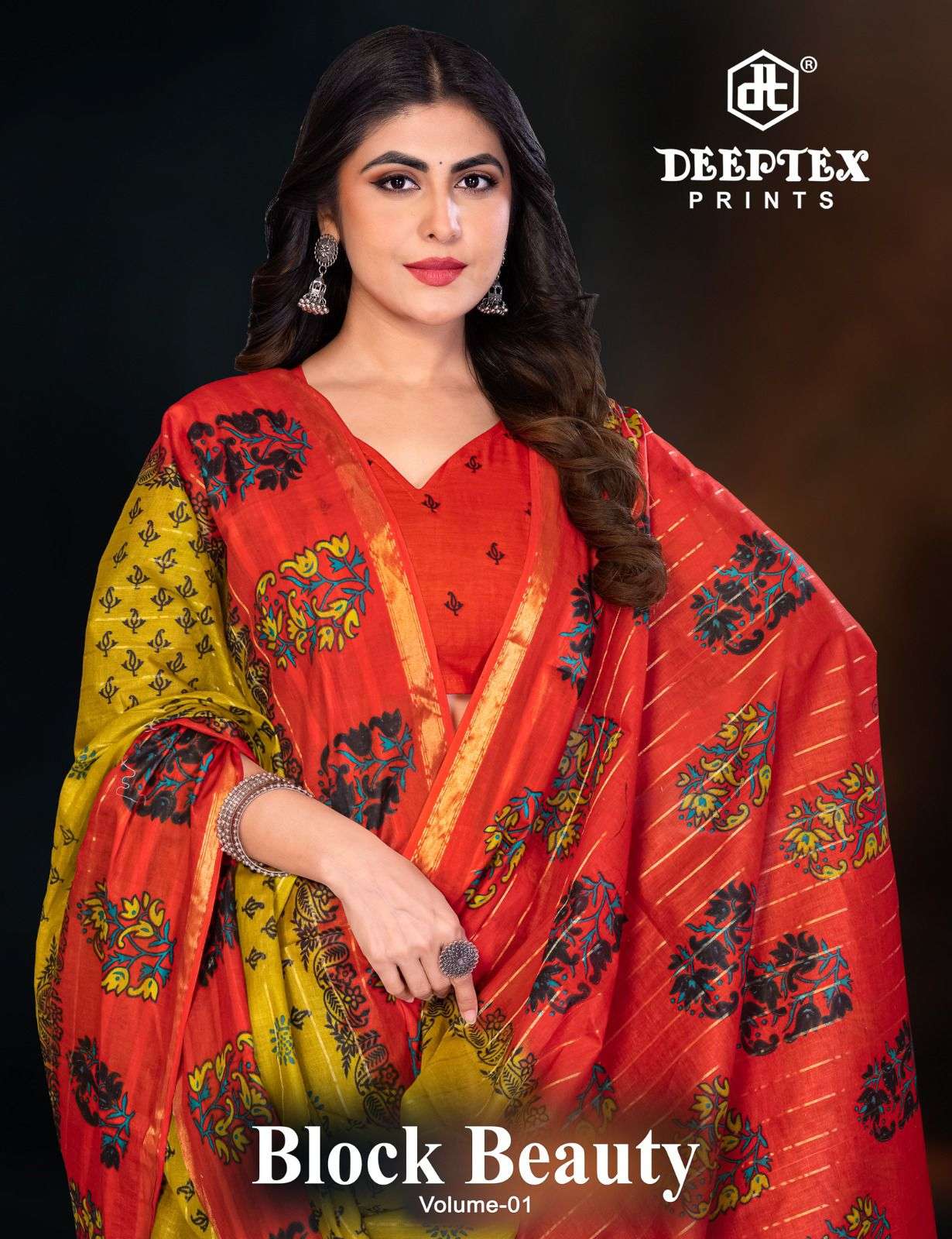 DEEPTEX BLOCK BEAUTY VOL 1 COTTON PRINTED WITH GOLD PATTI SA...
