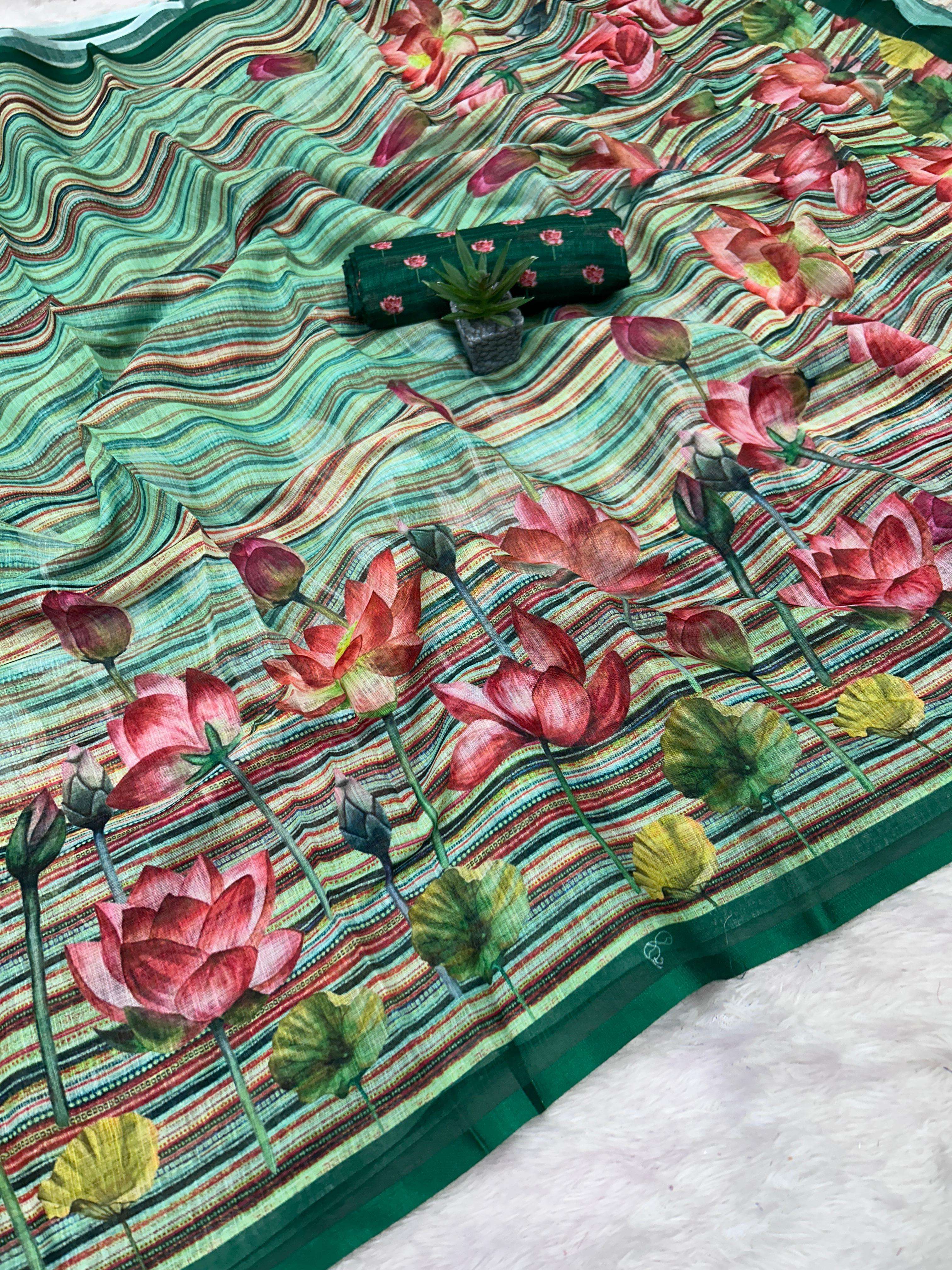 designer Pure And Soft Linen super fabric Digital beautiful ...