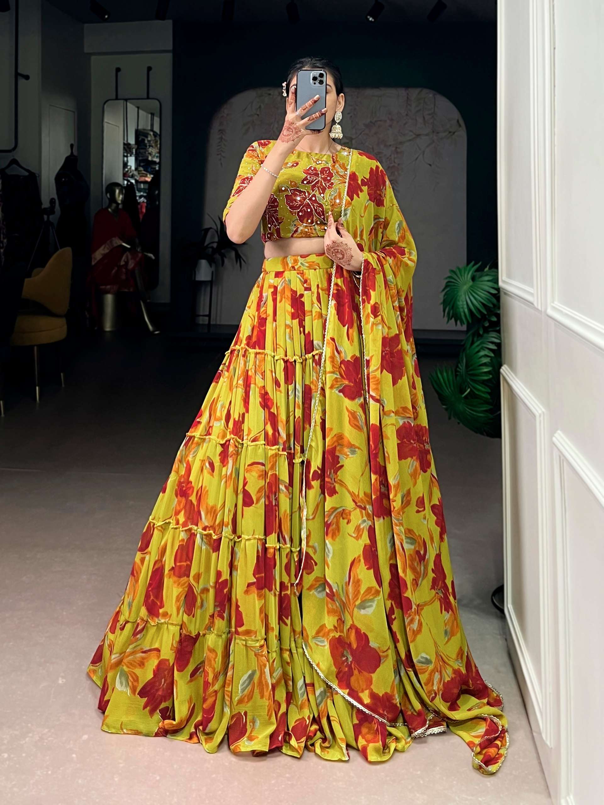 Drape yourself in vibrant floral marble fabric prints that f...
