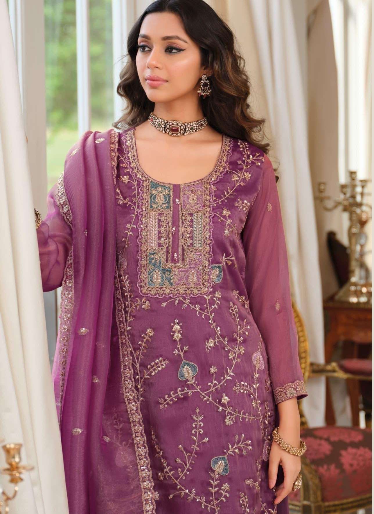 EBA LIFESTYLE NEDIA SIMER HEAVY DESIGNER KURTI PALAZZO SUIT ...