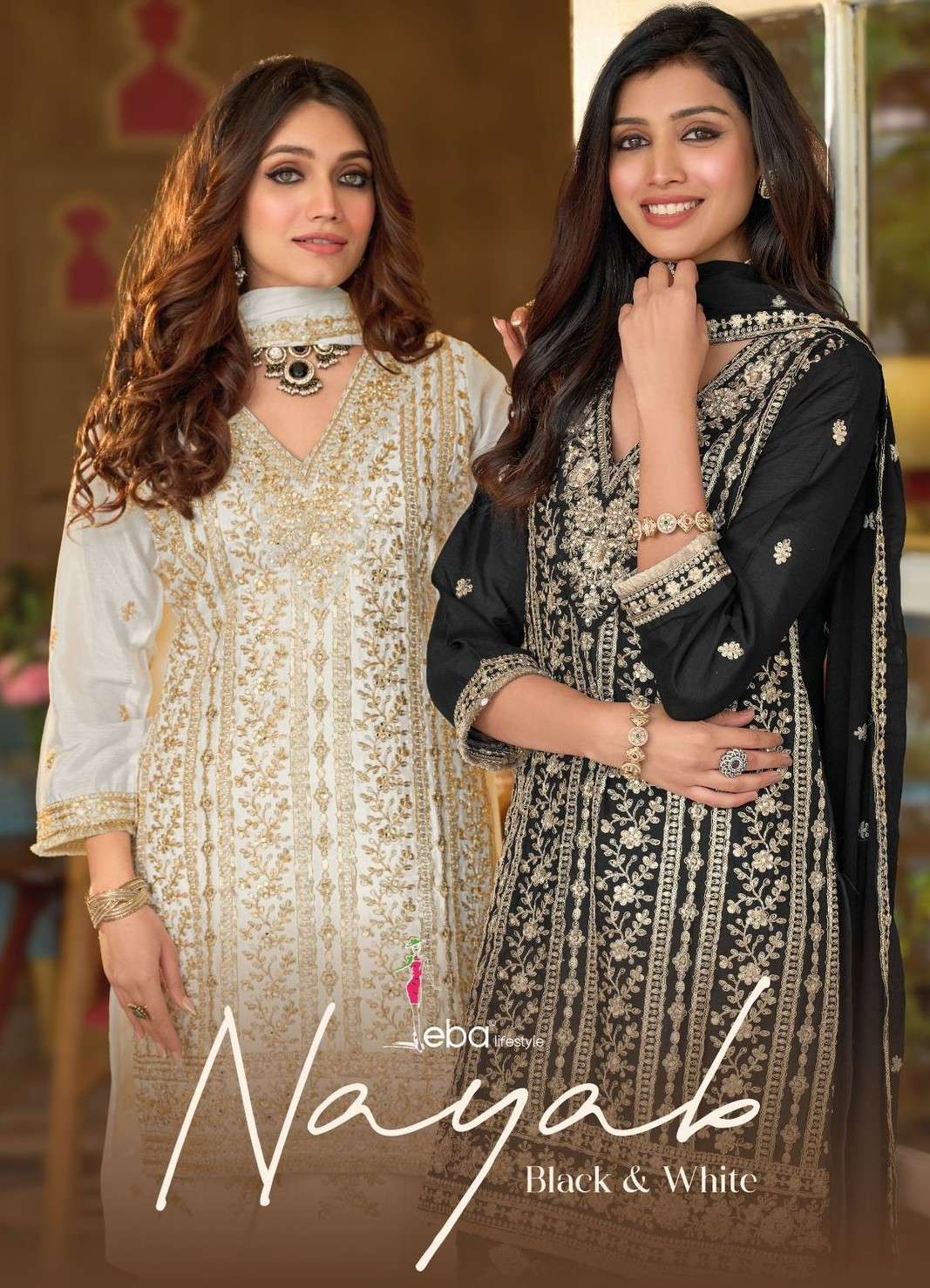 EBA NAYAAB LUXURY BOUTIQUE STITCHED HEAVY WORK BLACK AND WHI...