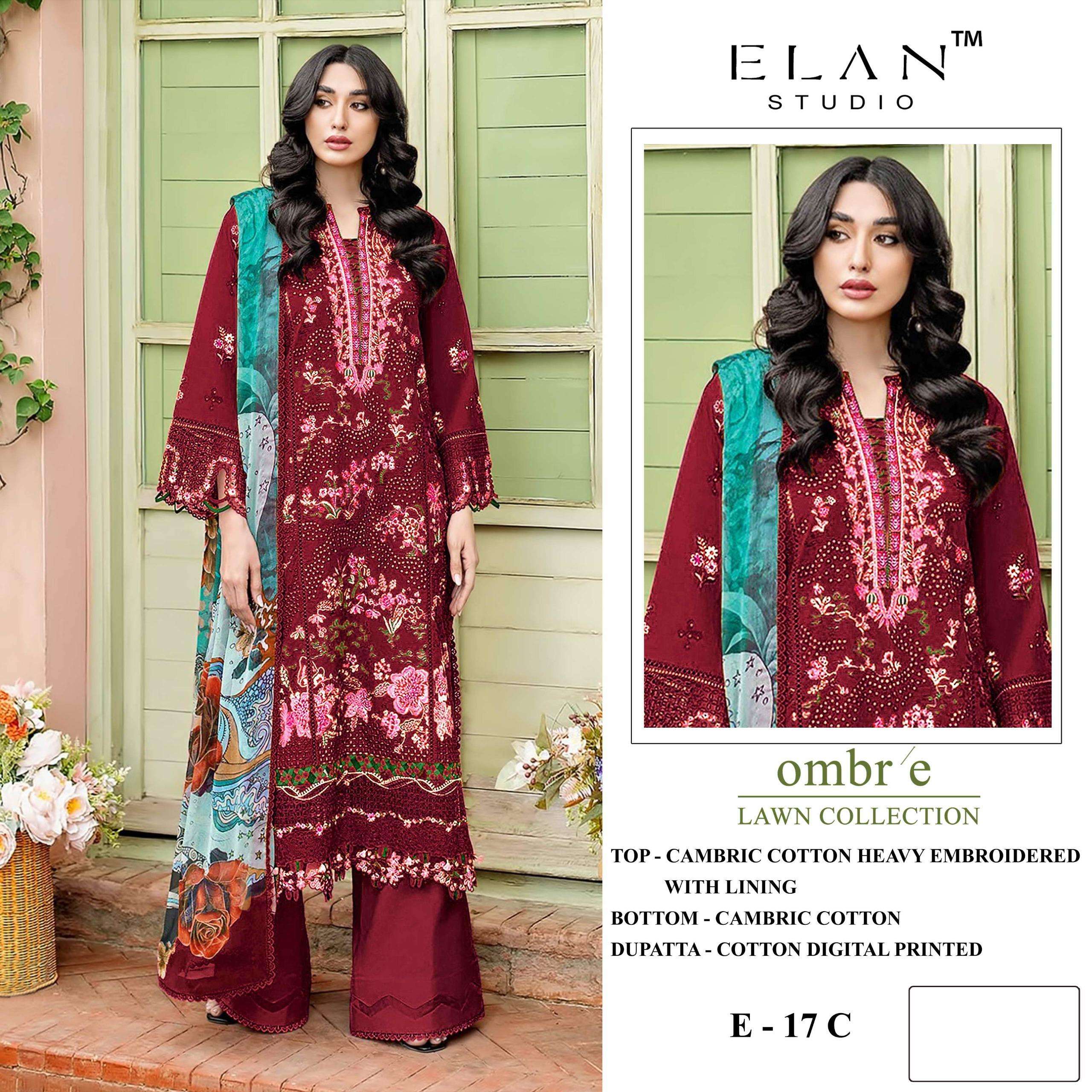 ELAN STUDIO E 17 LAWN COTTON HEAVY DESIGN PAKISTANI LOOK BUY...