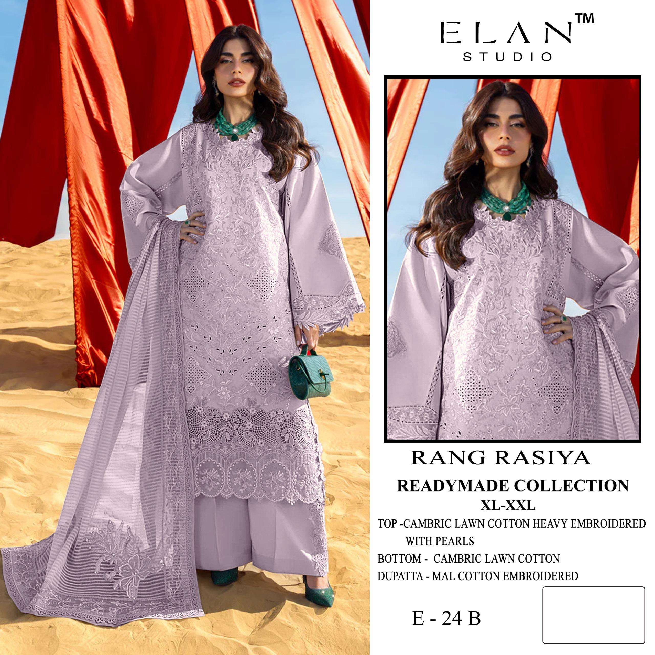 ELAN STUDIO E 24 LAWN COTTON HEAVY WORK PAKISTANI DRESS READ...
