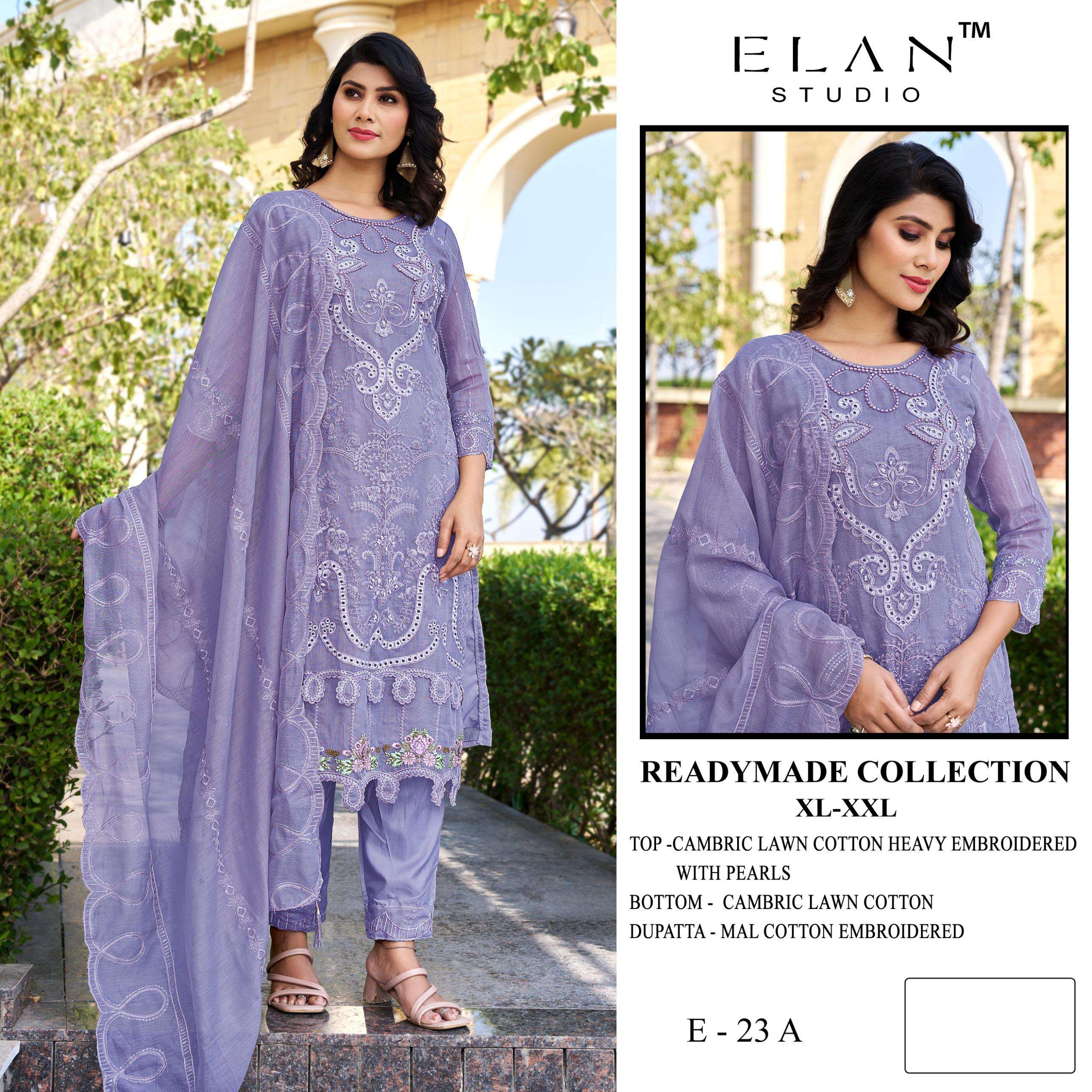 ELAN STUDIO E 25 LIGHT COLOR LAWN COTTON HEAVY EMBROIDERED S...