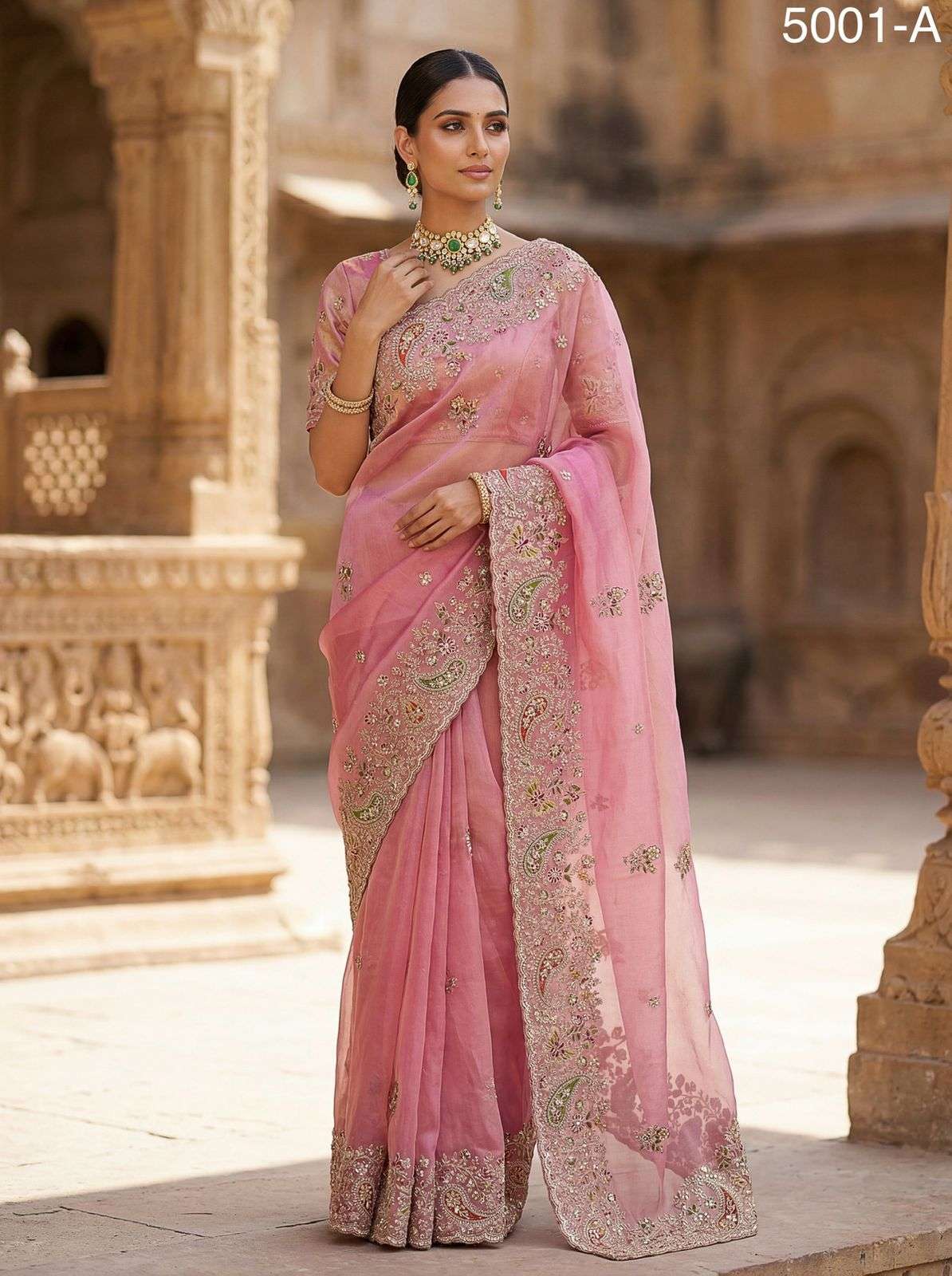 Elegance Look Attractive Gabana Silk shiny fabric with Patte...