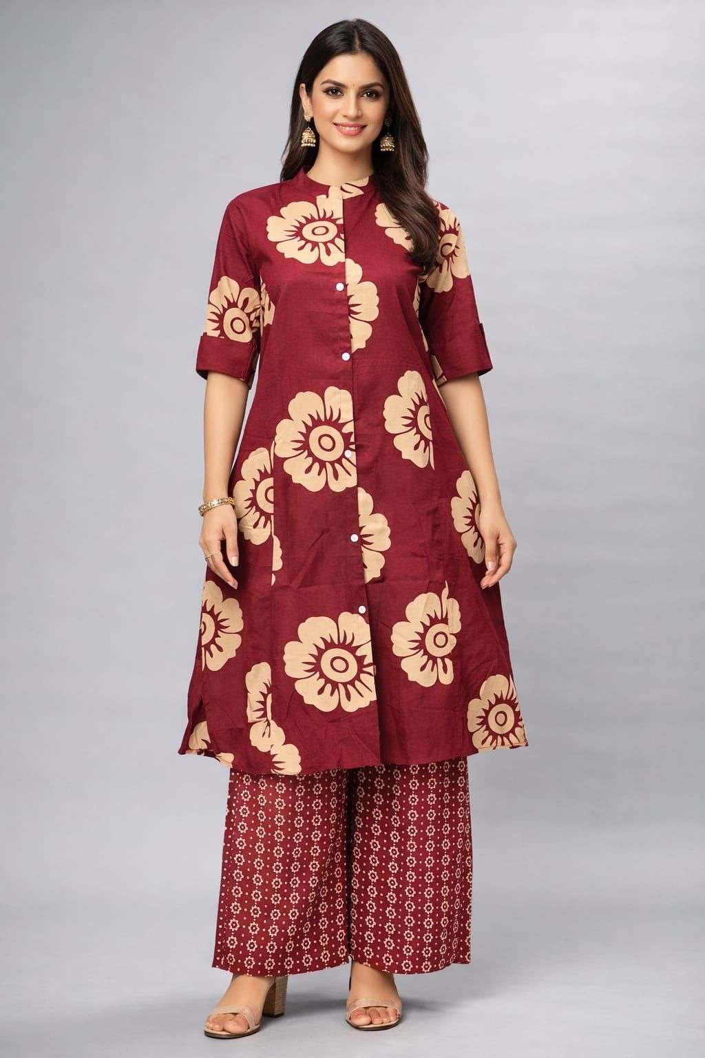 EXCLUSIVE DESIGNER KURTA & PLAZZO SET FOR OFFICE REGULAR WEA...