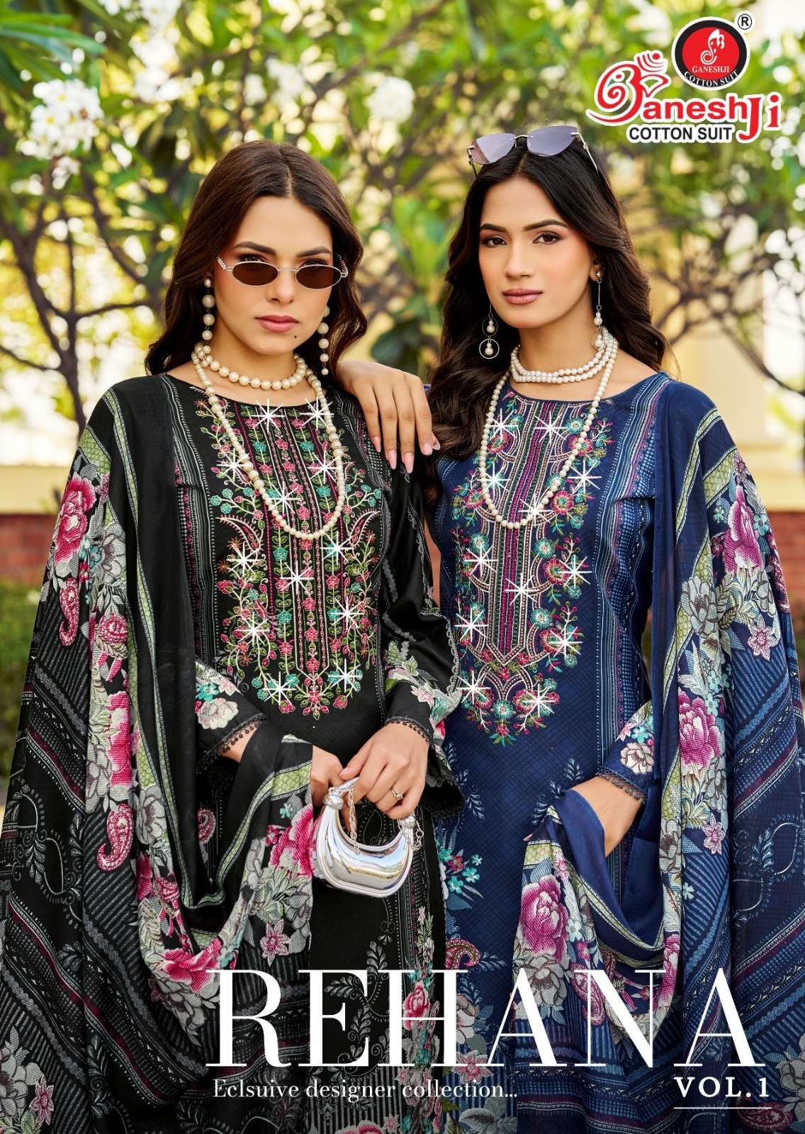 GANESHJI REHANA VOL 1 KARACHI COTTON EXCLUSIVE SUIT COLLECTI...