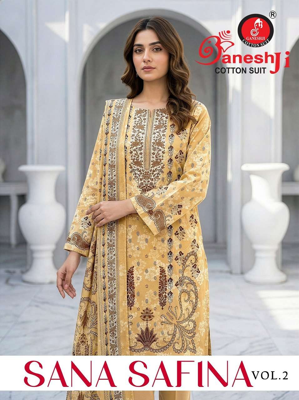 GANESHJI SANA SAFINAZ VOL 2 COTTON PAKISTANI KURTI PANT WITH...