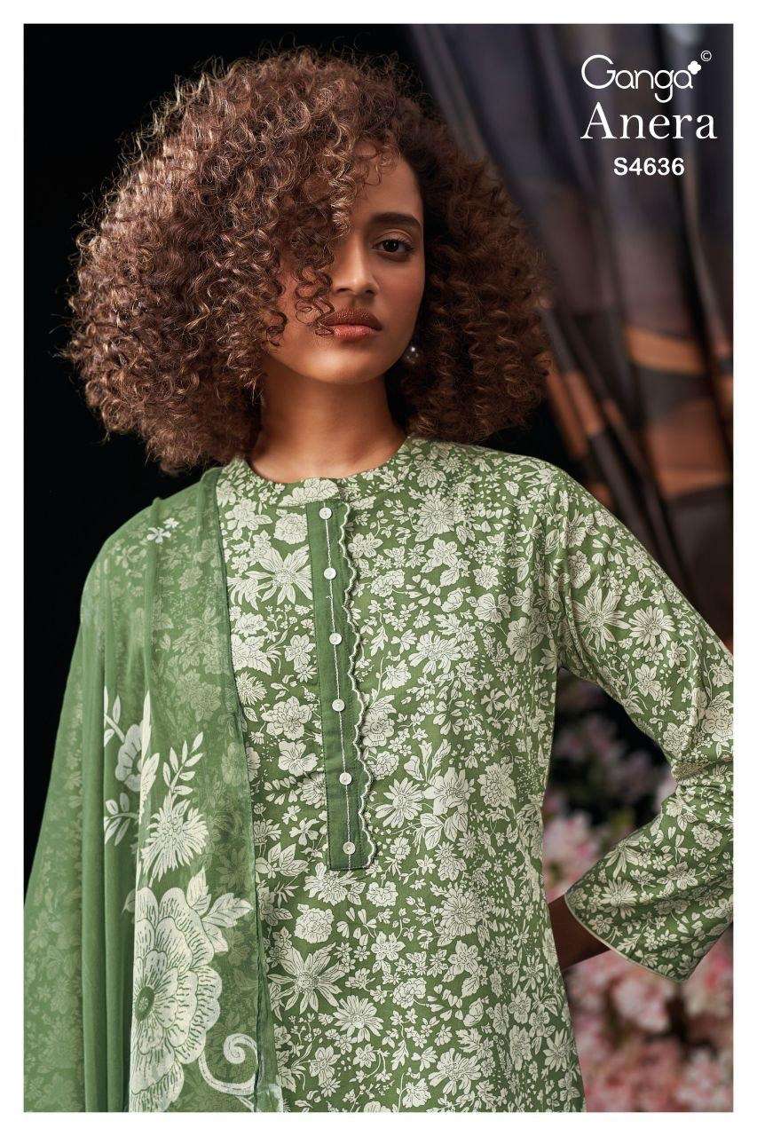 GANGA ANERA 4636 COTTON PRINTED WITH EMBROIDERY SUIT AT WOME...