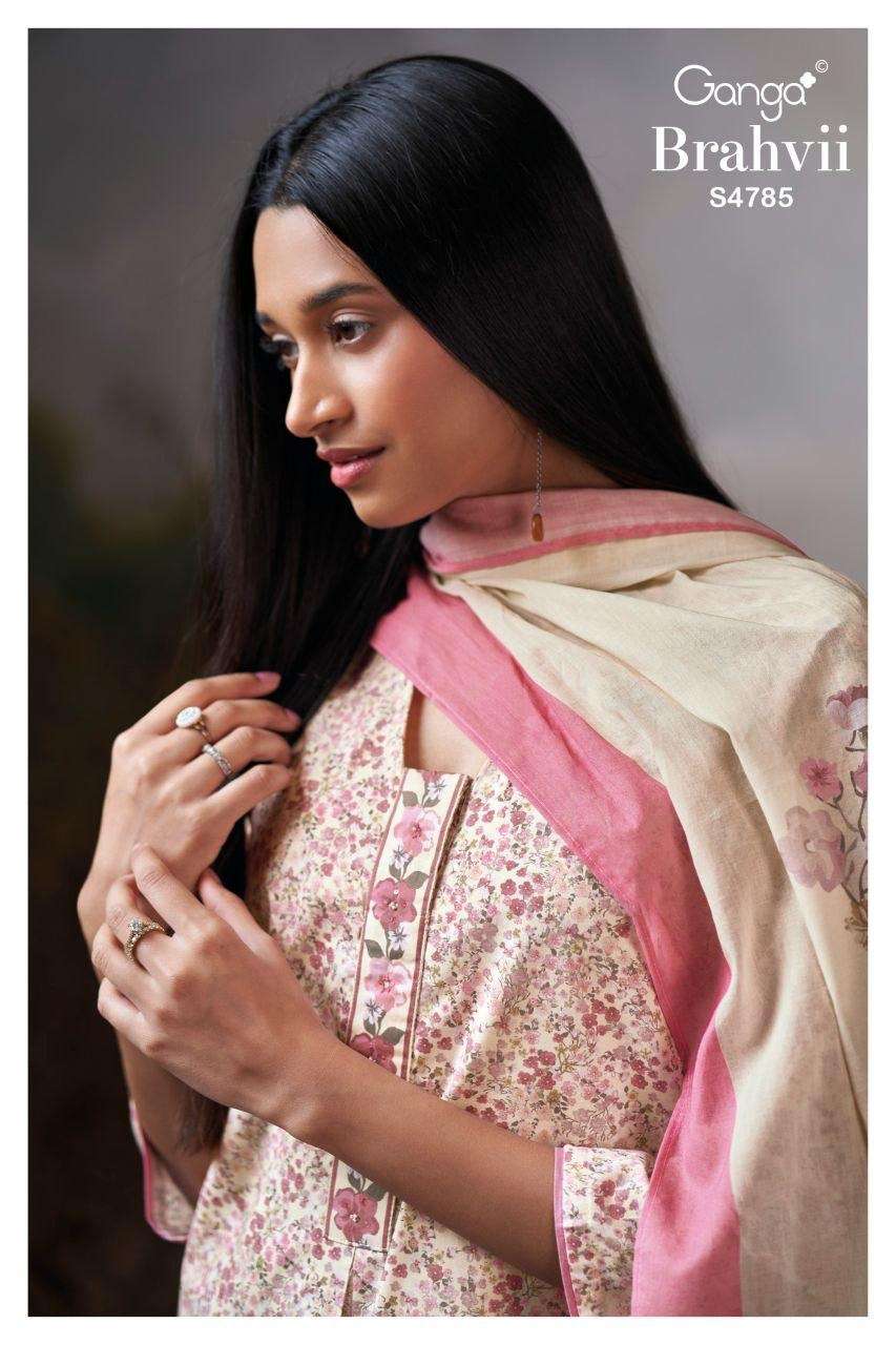GANGA BRAHVII 4785 COTTON PRINTED WITH HAND WORK SALWAR KAME...