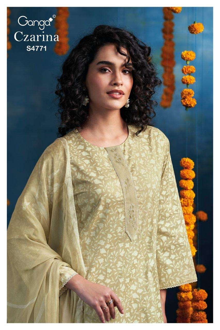GANGA CZARINA 4771 COTTON PRINTED WITH EMBROIDERY SALWAR KAM...