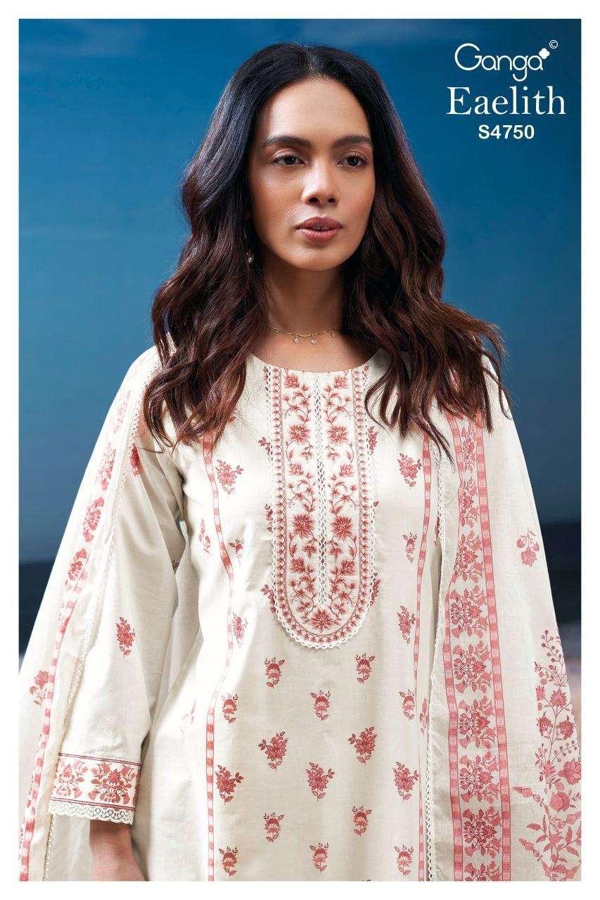 GANGA EAELITH 4750 WHITE COTTON WITH MULTI COLOR EMBROIDERY ...