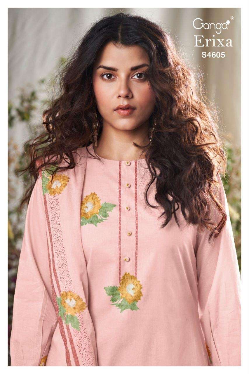 GANGA ERIXA 4605 PREMIUM COTTON PRINTED EMBROIDERY SALWAR KA...
