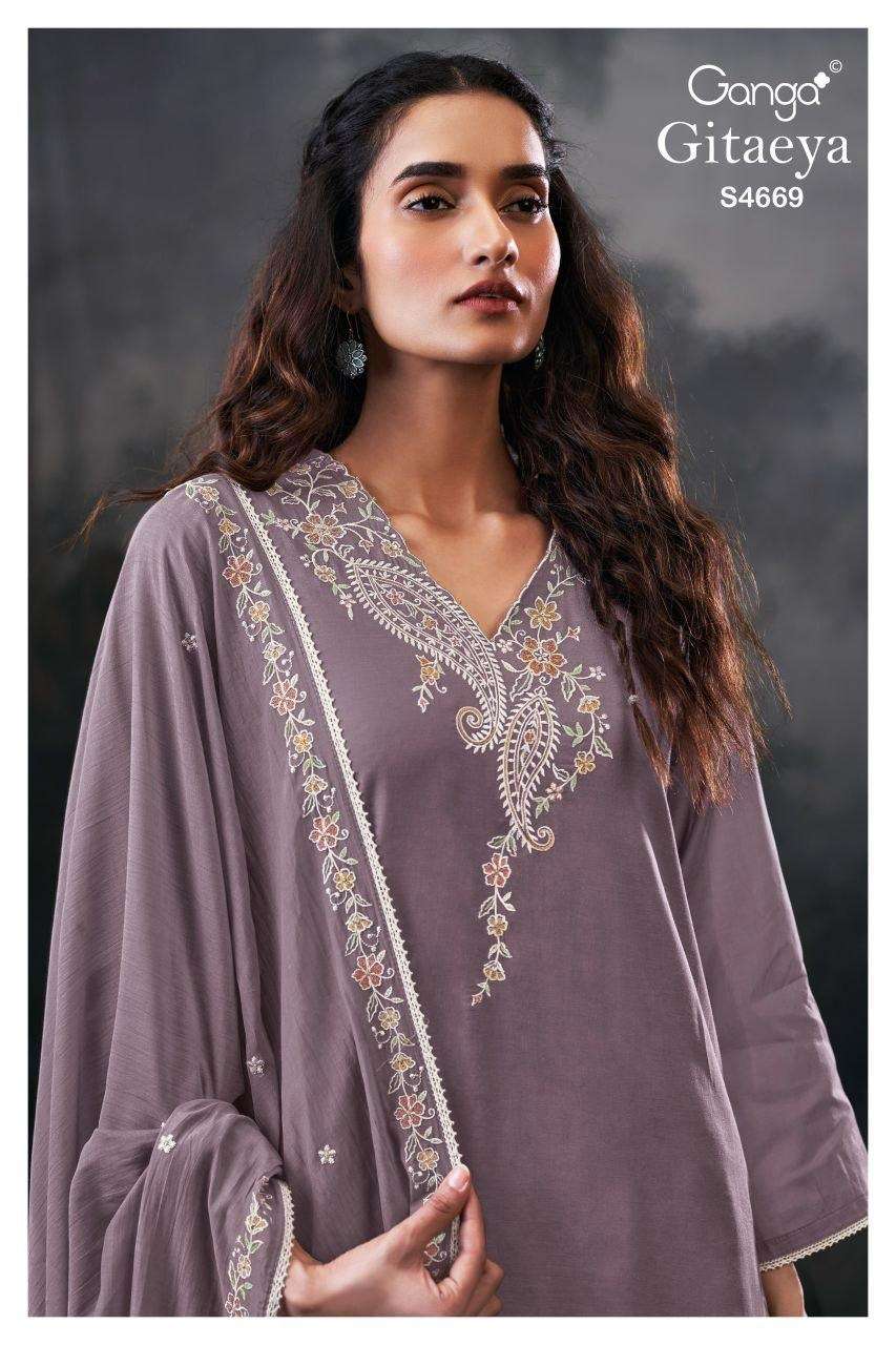 GANGA GITAEYA 4669 BEMBERG MUL SOLID COLOR AND DESIGN SALWAR...