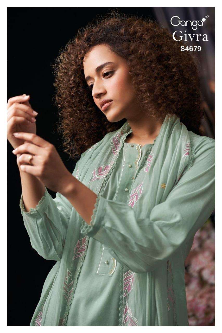 GANGA GIVRA 4679 MUL SOLID COLOR WITH EMBROIDERY SALWAR SUIT...