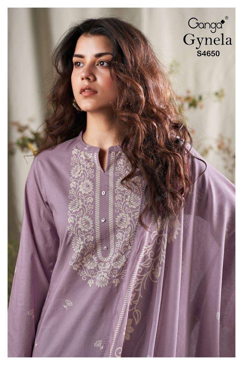 GANGA GYNELA 4650 COTTON PRINTED WITH LACE ON DAMAN & SLEEVE...