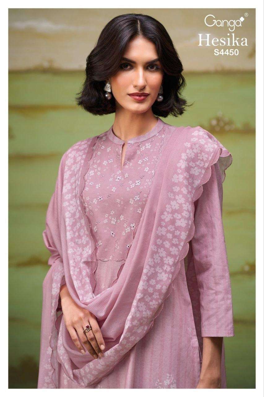 GANGA HESIKA 4450 COTTON PRINTED WITH HAND EMBROIDERY SALWAR...