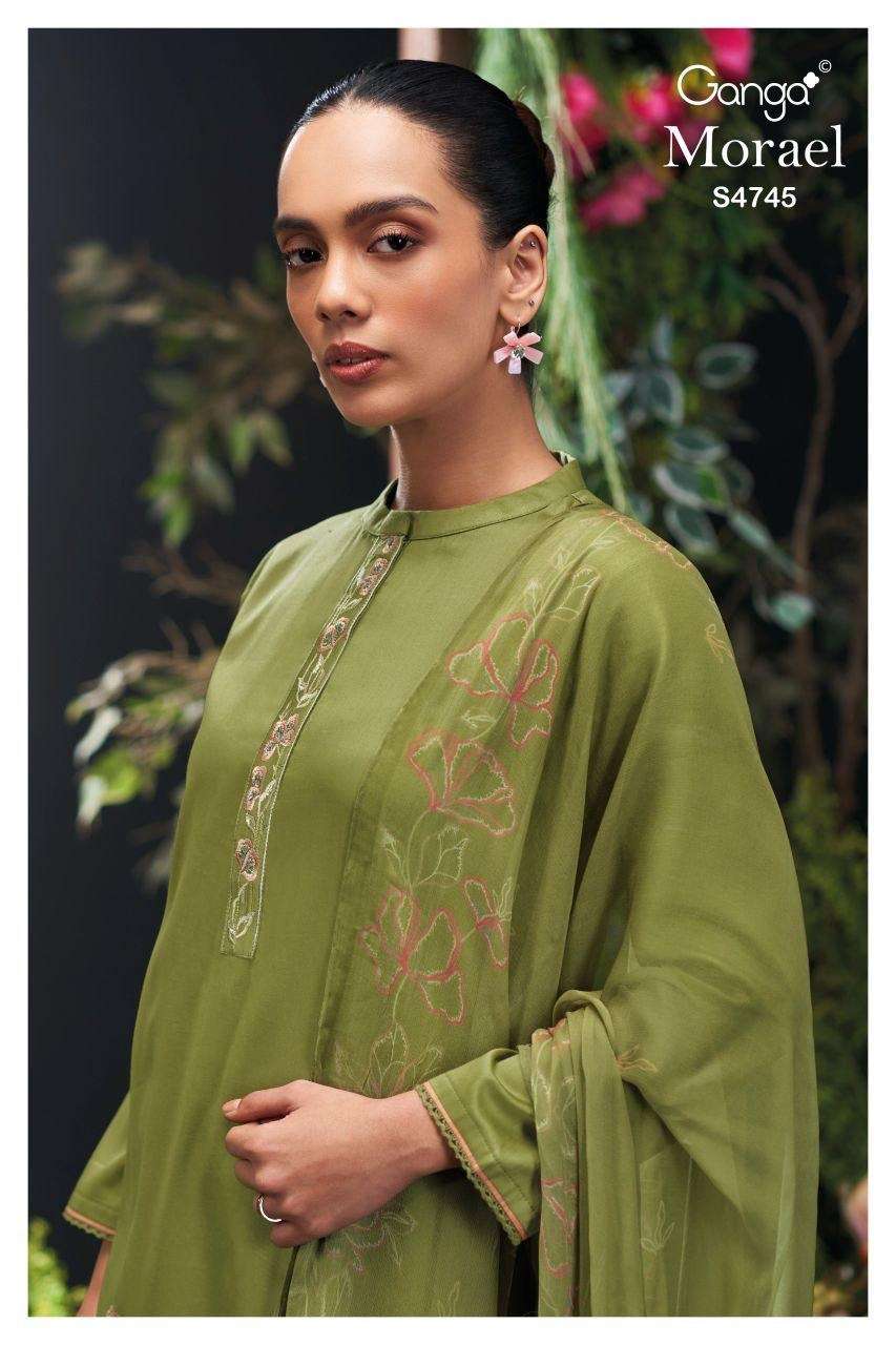 GANGA MORAEL 4745 COTTON SATIN SOLID COLOR WITH EMBROIDERY S...