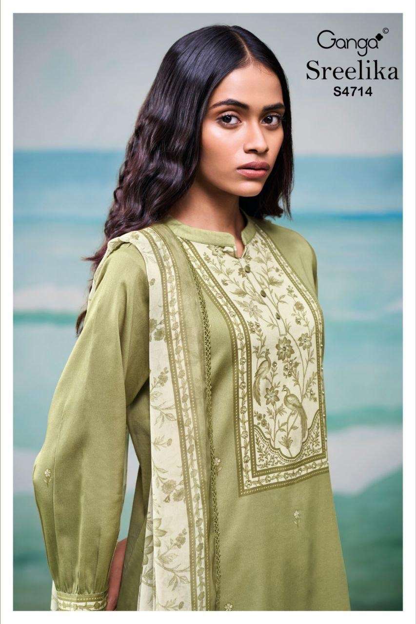 GANGA SREELIKA 4714 COTTON PRINTED WITH HAND WORK LADIES DRE...