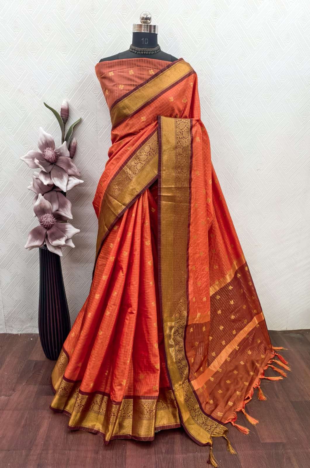 good Quality Pure and Soft Aura Silk fancy fabric saree with...