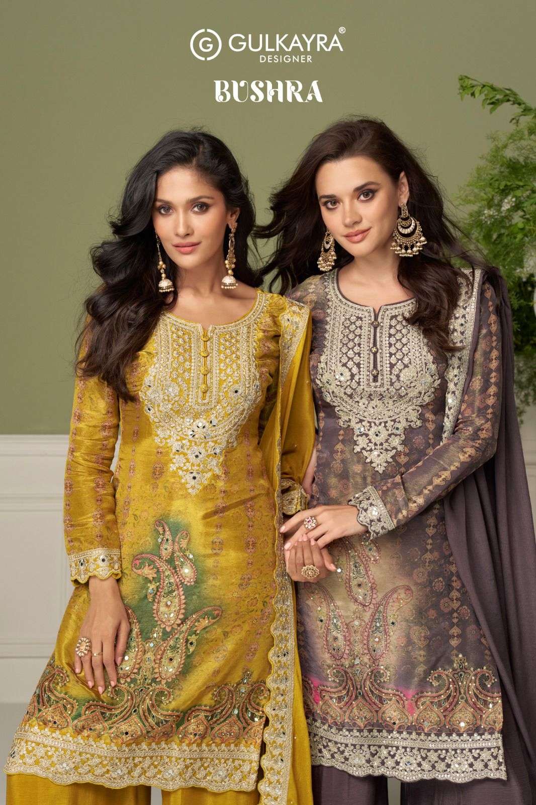 GULKAYRA DESIGNER BUSHRA REAL CHINON PEACOCK PRINTED TOP PAL...