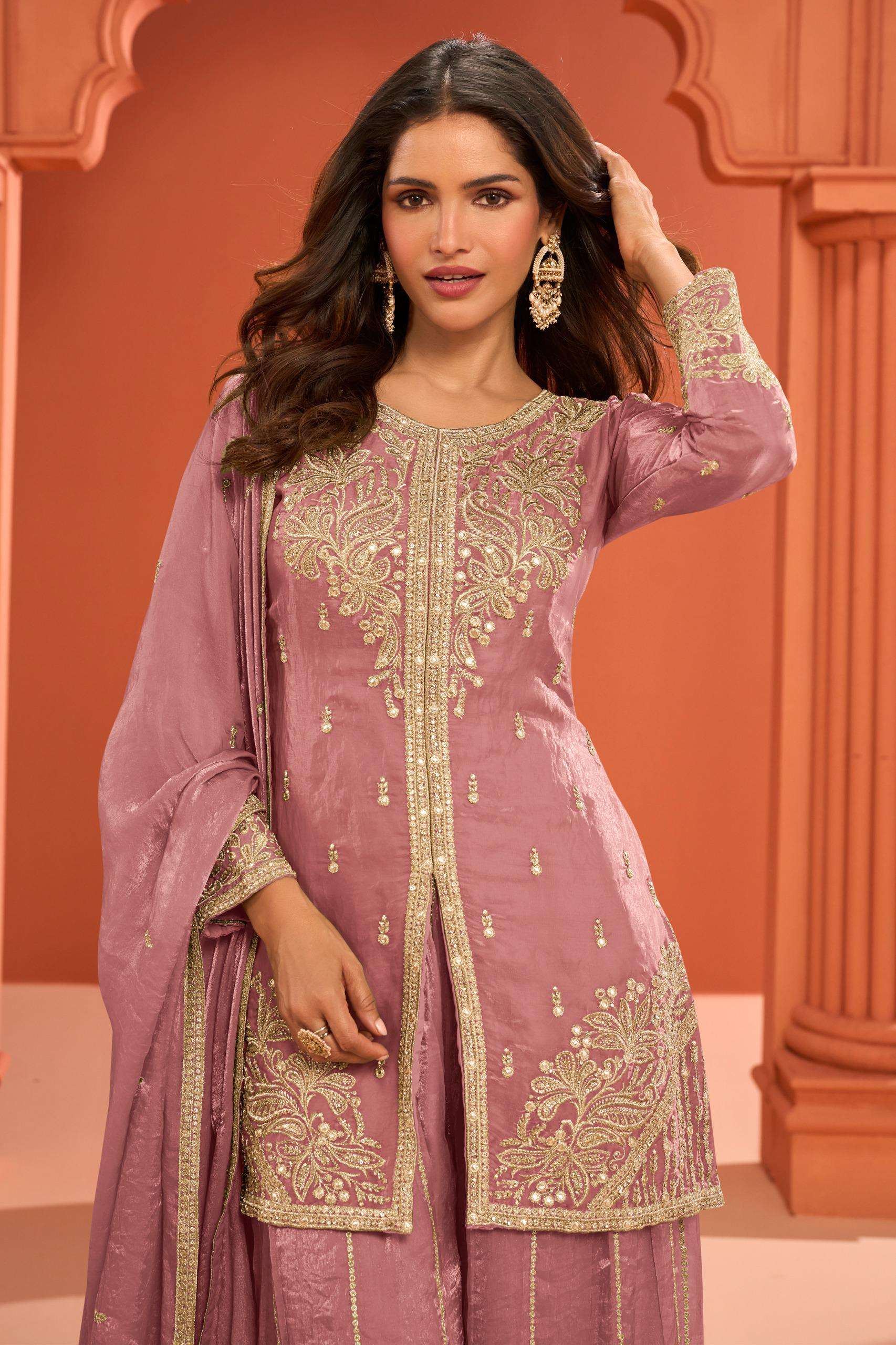 GULKAYRA DESIGNER ISHANI FANDY SILK HEAVY WORK SHARARA SUIT ...
