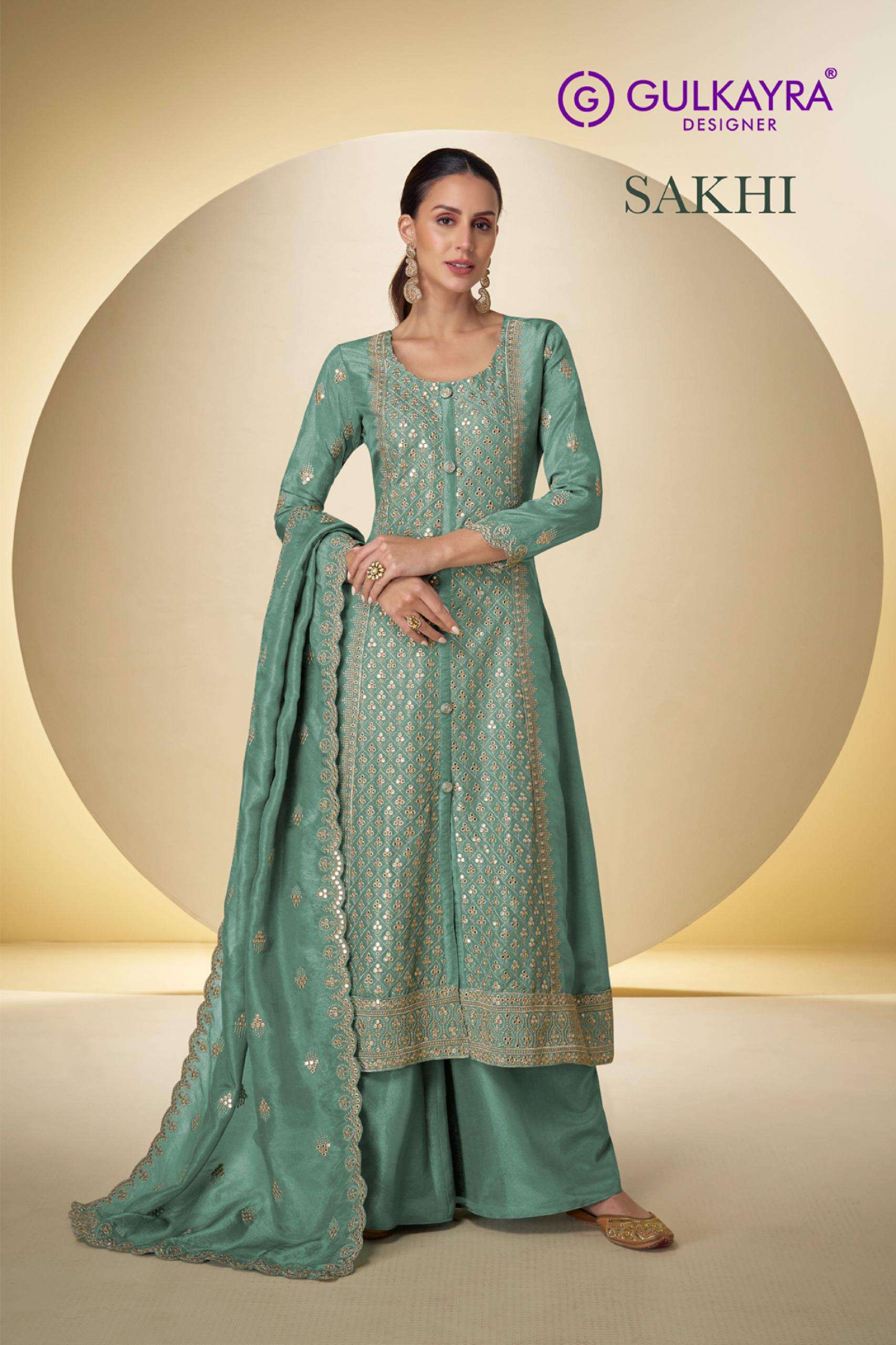 GULKAYRA DESIGNER SAKHI INDIA TOP HEAVY SUIT BRAND CHINON HE...