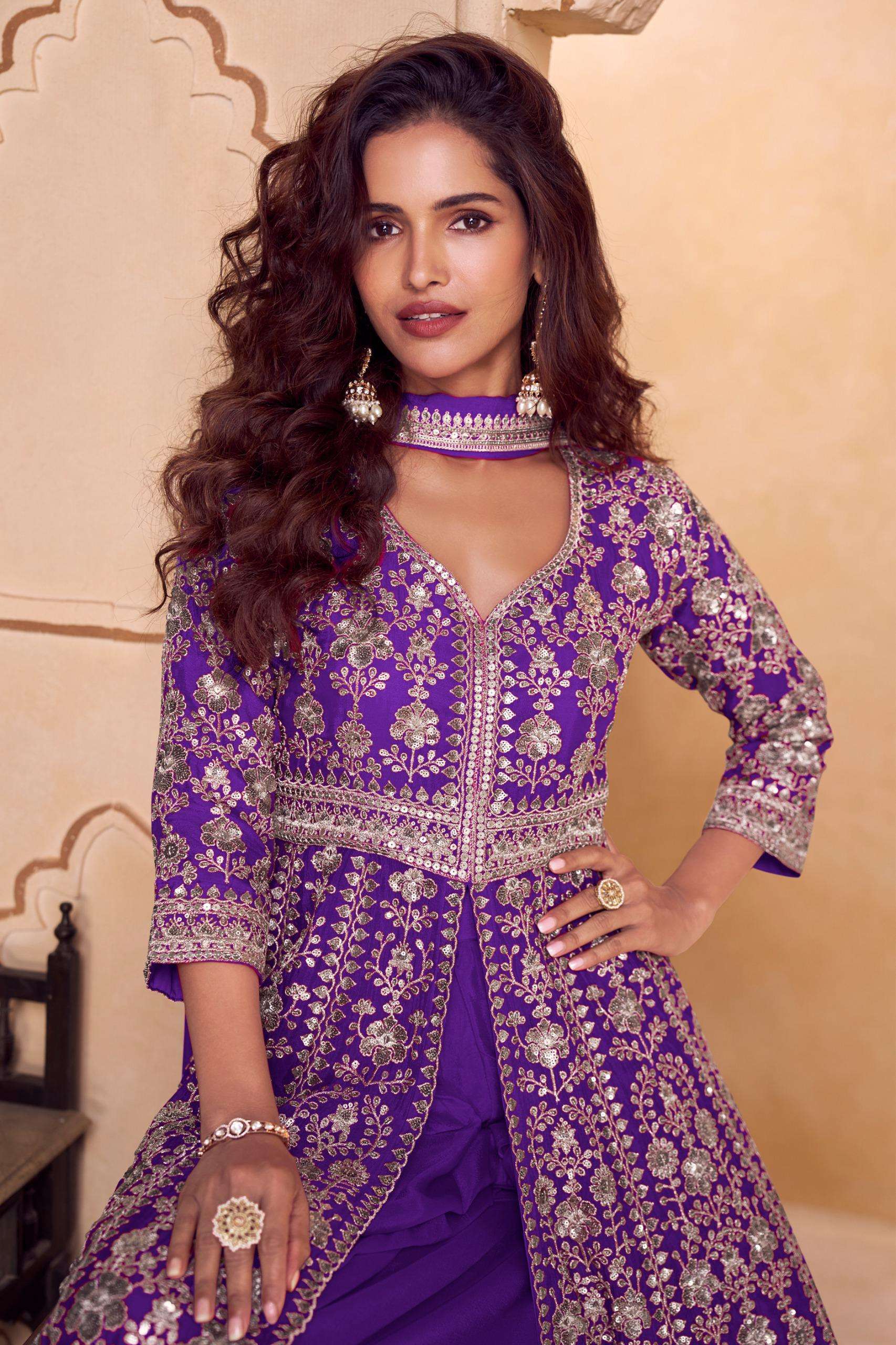 GULKAYRA DESIGNER SEERAT REAL CHINON HEAVY WORK GOWN 3 PIECE...