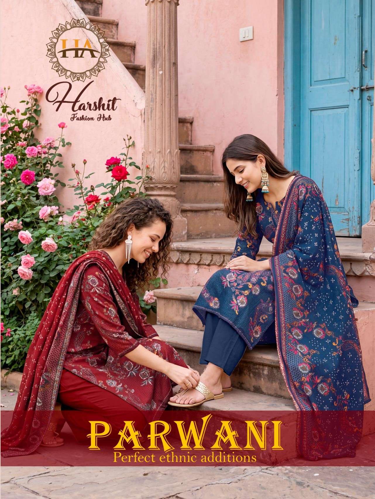 HARSHIT FASHION PARWANI ZAM DISCHARGE PRINT MATERIAL SUIT CA...