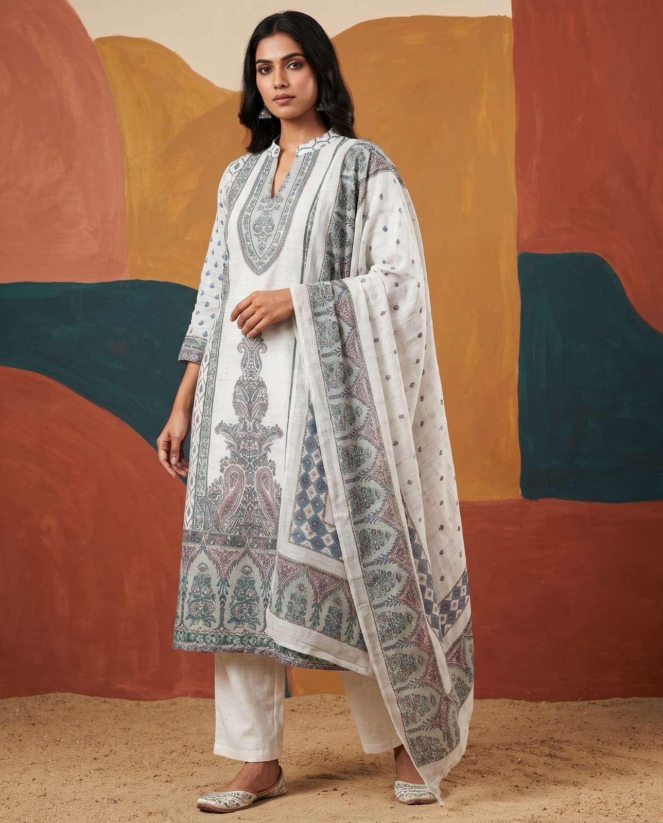 HEAVY JAIPURI PRINT COTTON A LINE TOP BOTTON SUIT YOUNG WOME...