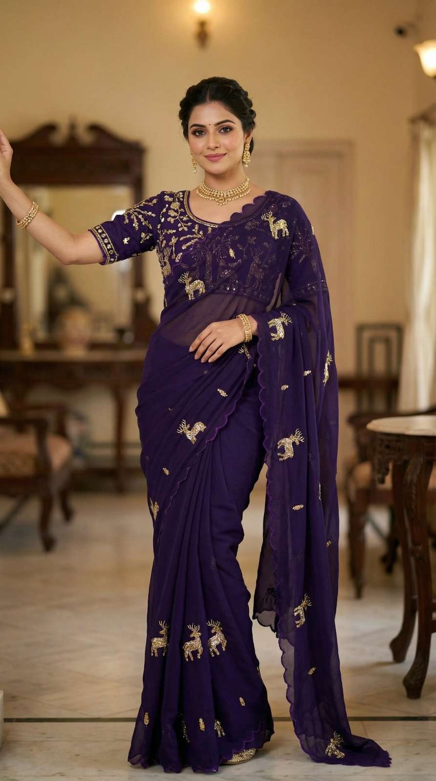 HIRAN PURE SOFT FANCY SATIN SILK REGAL FABRIC ON BEAUTIFUL H...