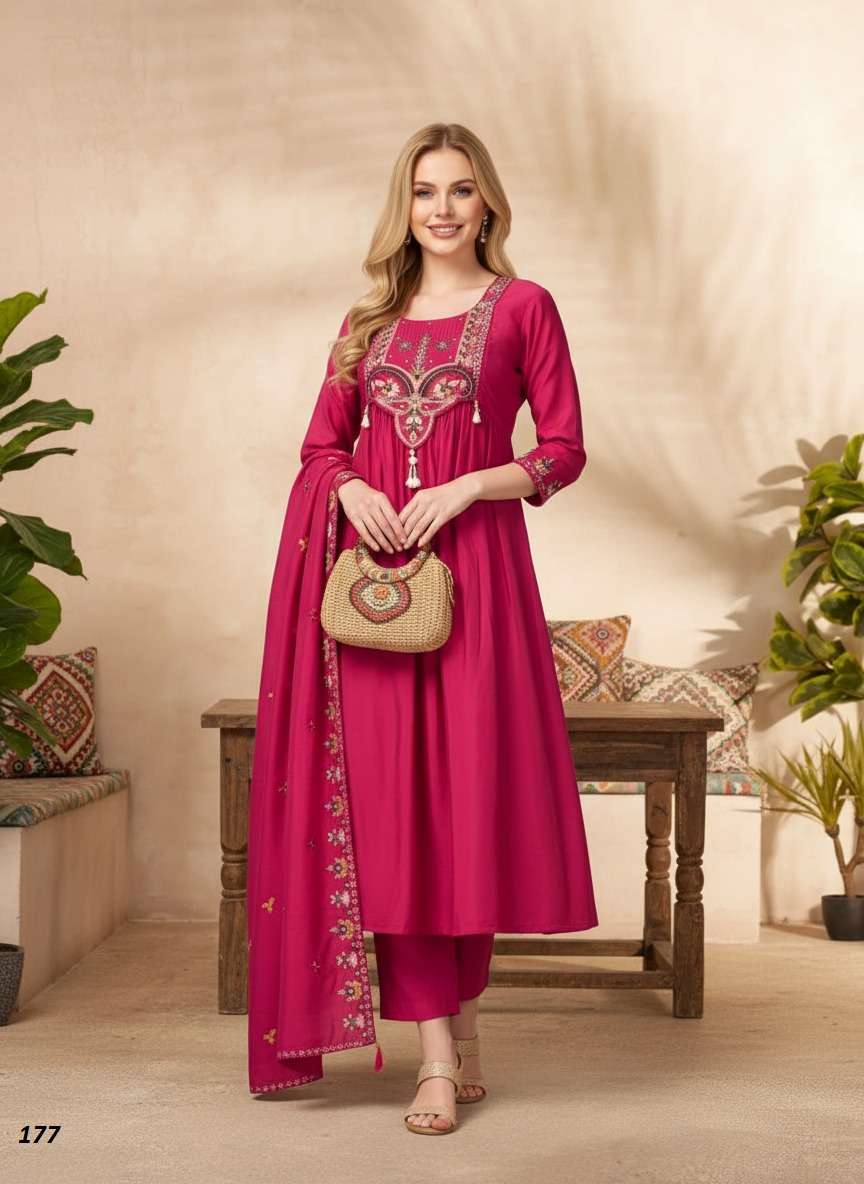 HOF 173 TO 177 RICH MULTI THREAD ANARKALI KURTI SUIT FOR FAM...