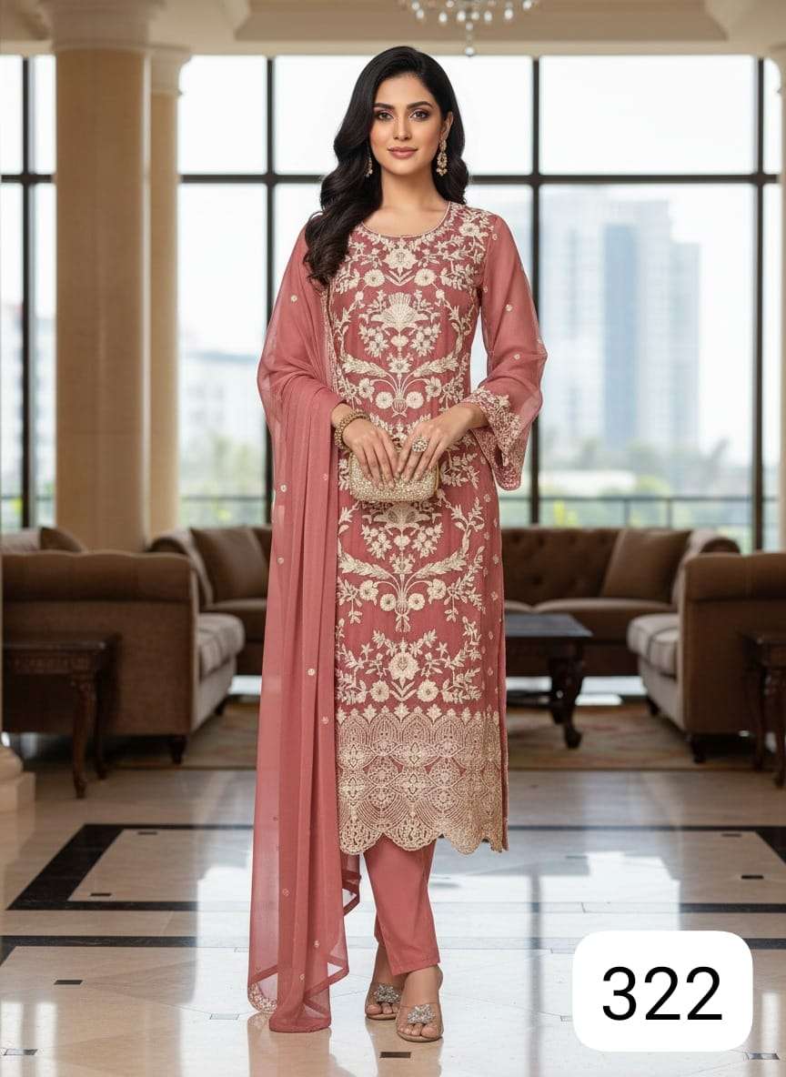 HOF 321 TO 323 SERIES READYMADE COLLECTION ORGANZA HEAVY WOR...