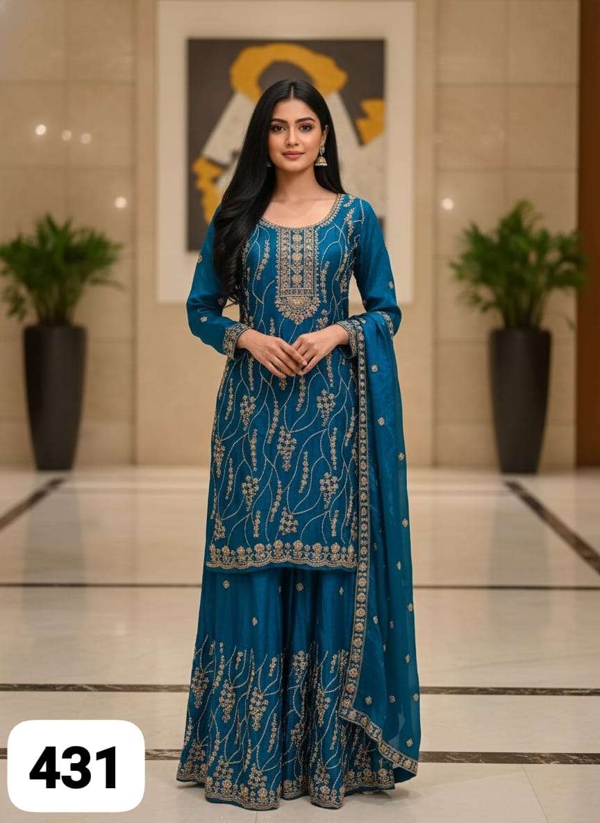 HOF 431 TO 433 SERIES READYMADE COLLECTION SILK WITH BEADWOR...