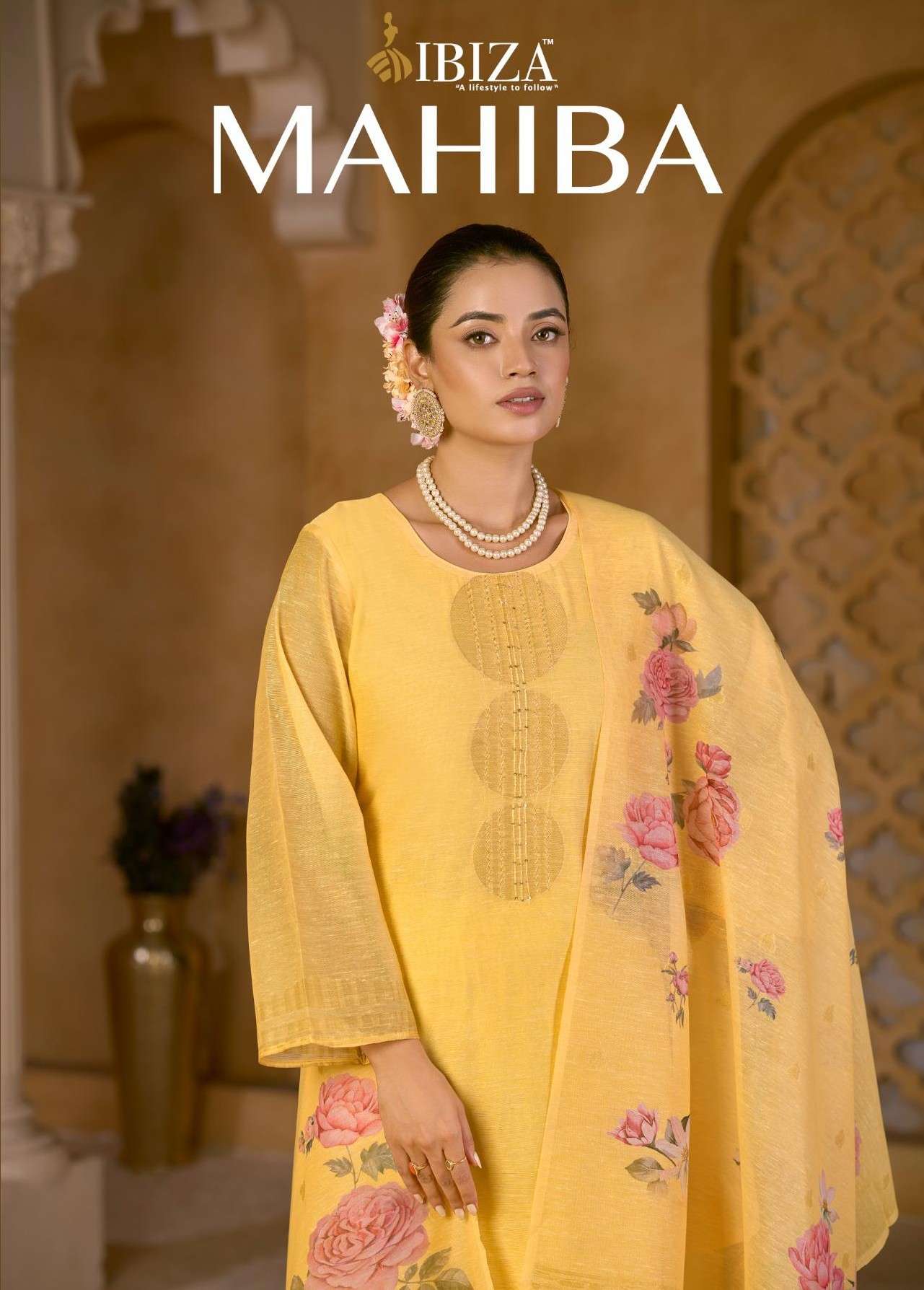 IBIZA MAHIBA LILEN JAQUARD DIGITAL PATTERN SALWAR KAMEEZ FOR...