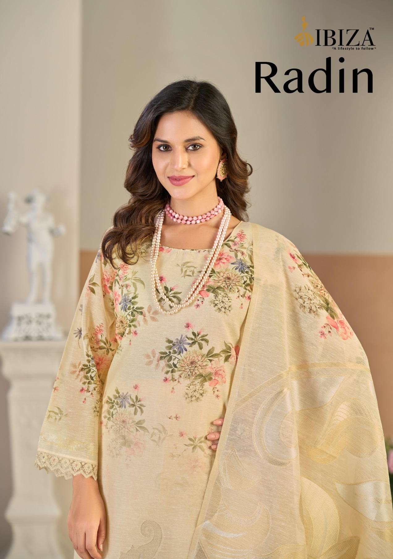 IBIZA  RADIN LILEN JAQUARD DIGITAL PRINT SALWAR KAMEEZ AT FU...