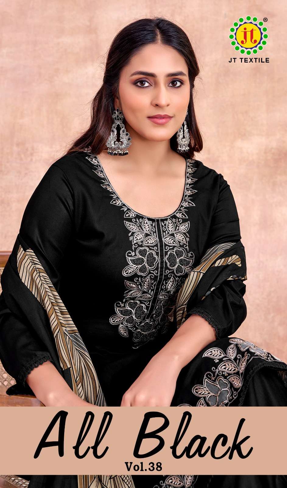 JAMATMAL ALL BLACK VOL 38 RAYON MATERIAL BLACK SALWAR SUIT E...