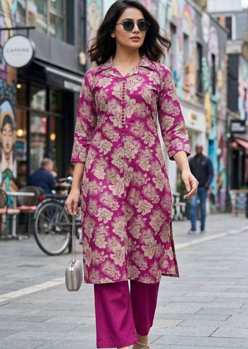 JULI VERTICAN PRINT AND STITCHED KURTI PANT FOR OFFICE WEAR ...
