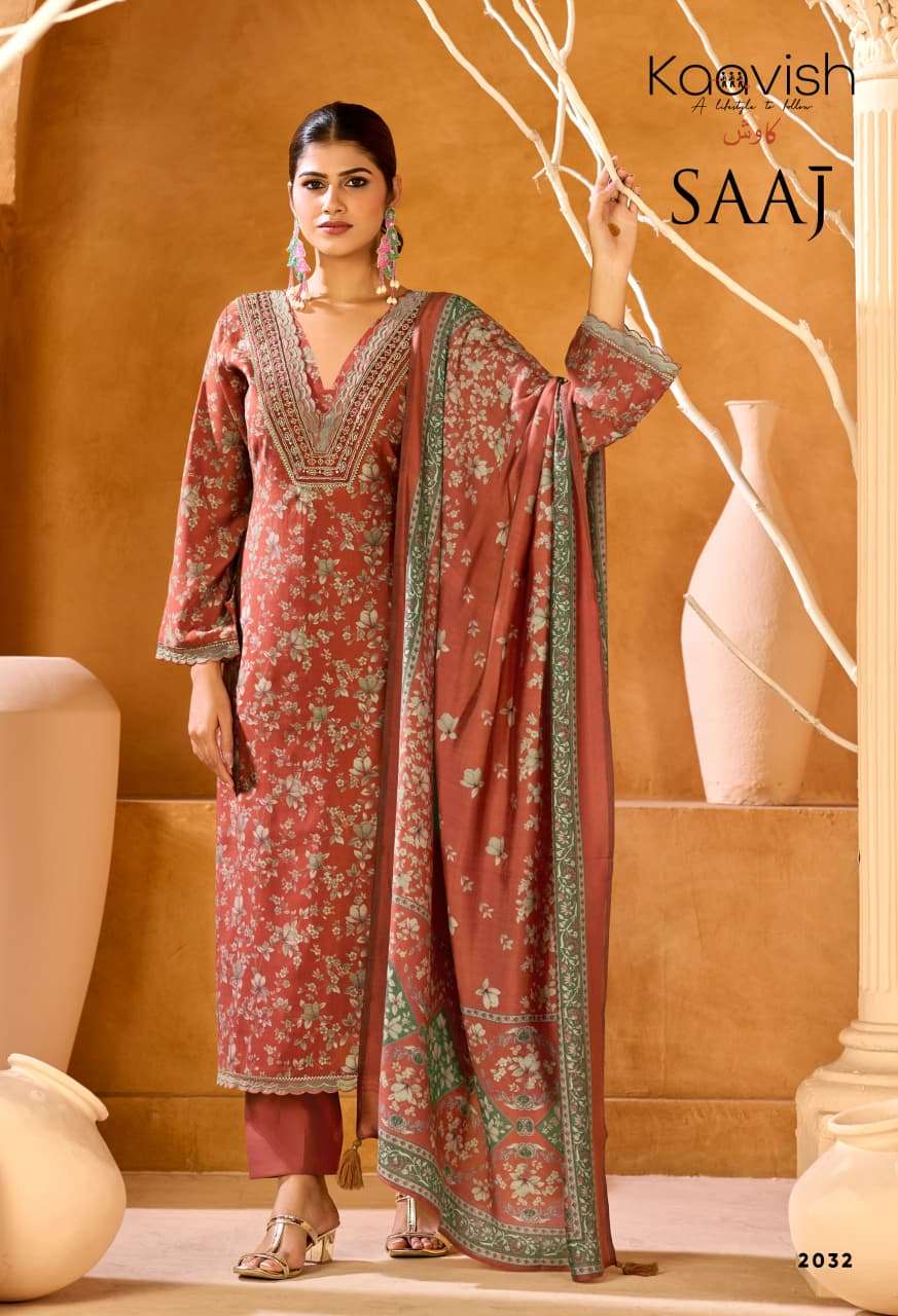 KAAVISH SAAJ SILK DIGITAL FOIL PRINT MATERIAL SALWAR SUIT FO...