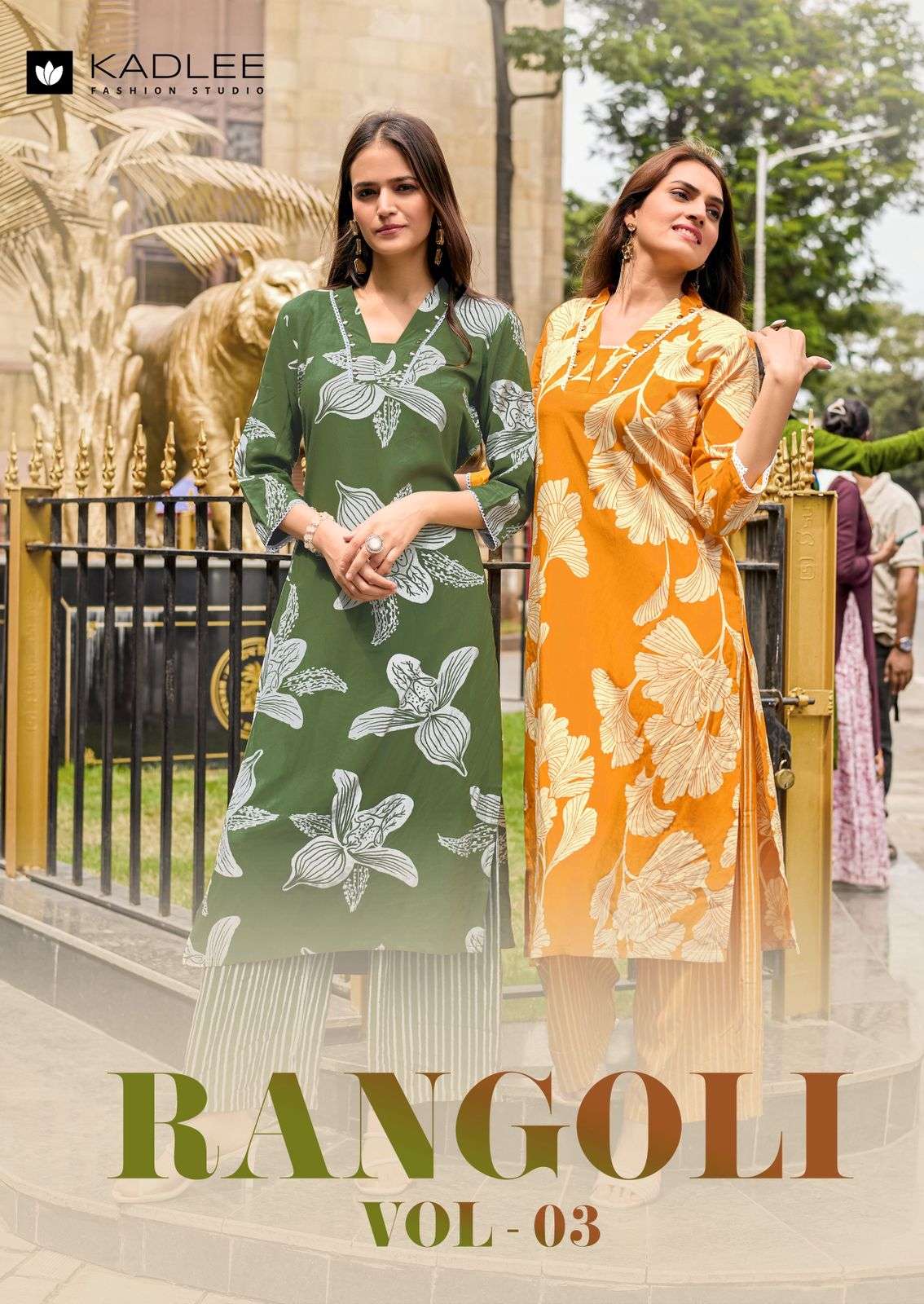 KADLEE RANGOLI VOL 3 RAYON PRINT STITCHED KURTI PALAZZO LIKE...