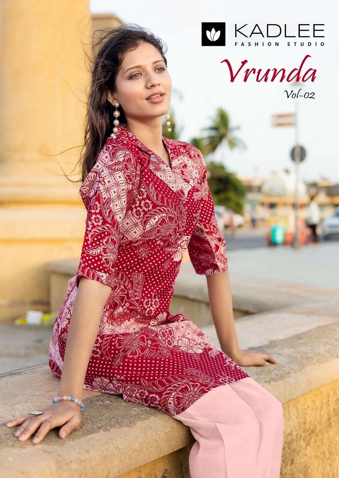 KADLEE VRUNDA VOL 2 VETICAN PRINT KURTI PANT LIKE CORD SET V...