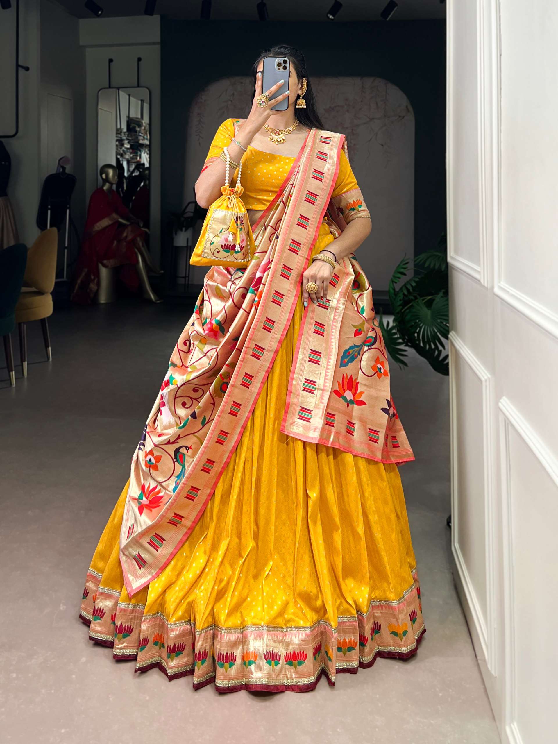 KAMKASHI This Silk Paithani lehenga choli is where tradition...