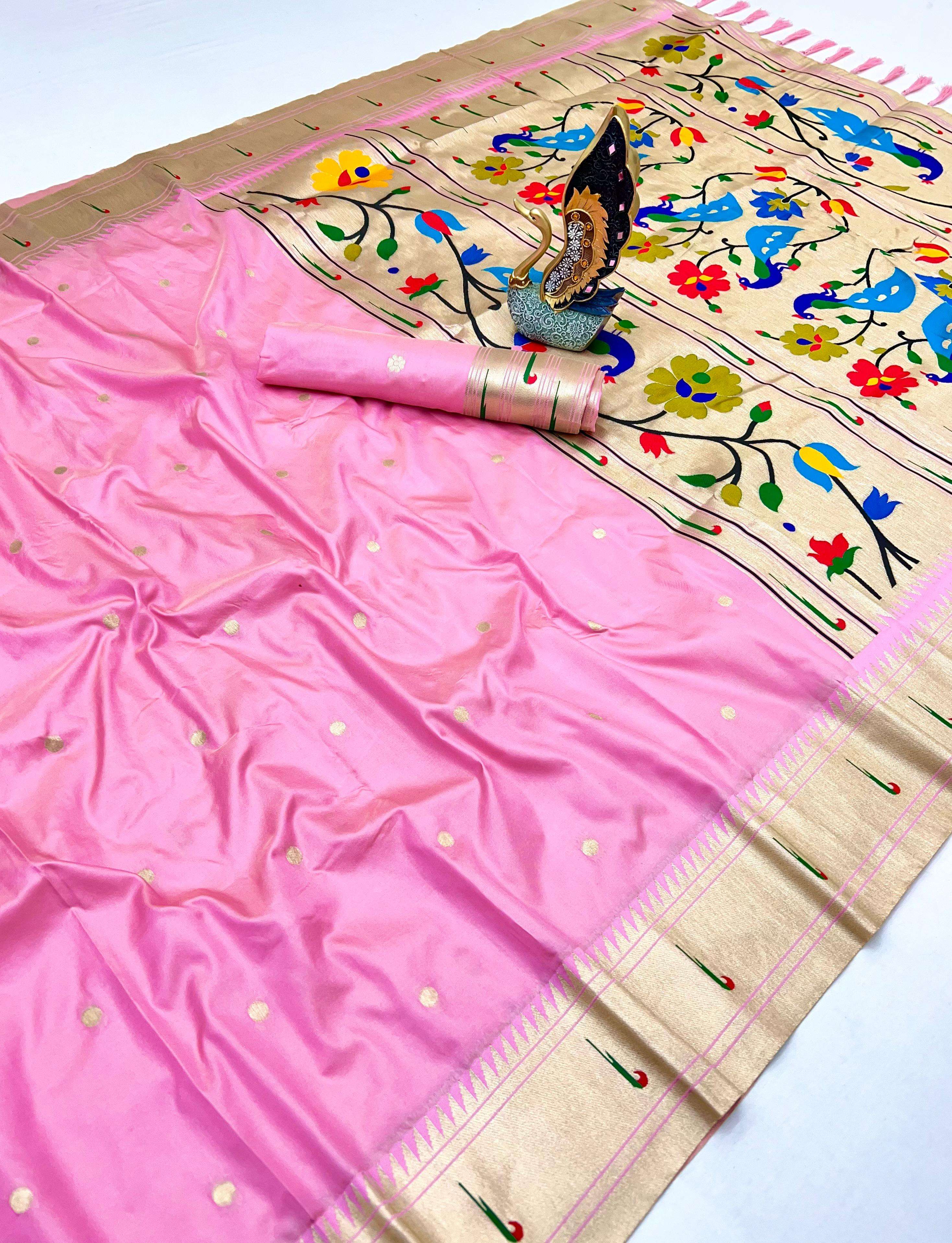  Karma Paithani  Soft and pure Pethani silk fabric with zari...